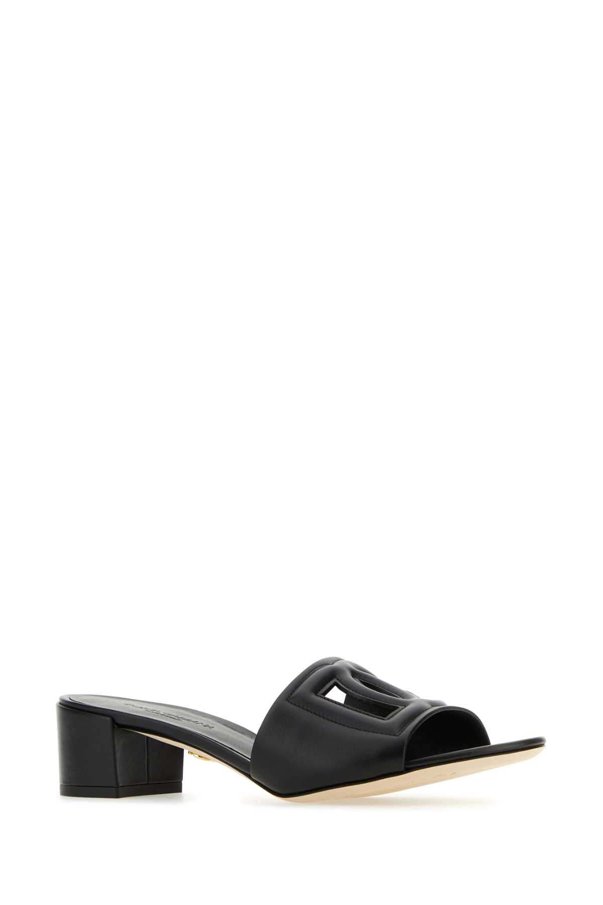 Shop Dolce & Gabbana Black Leather Crystal 40 Mules In 80999