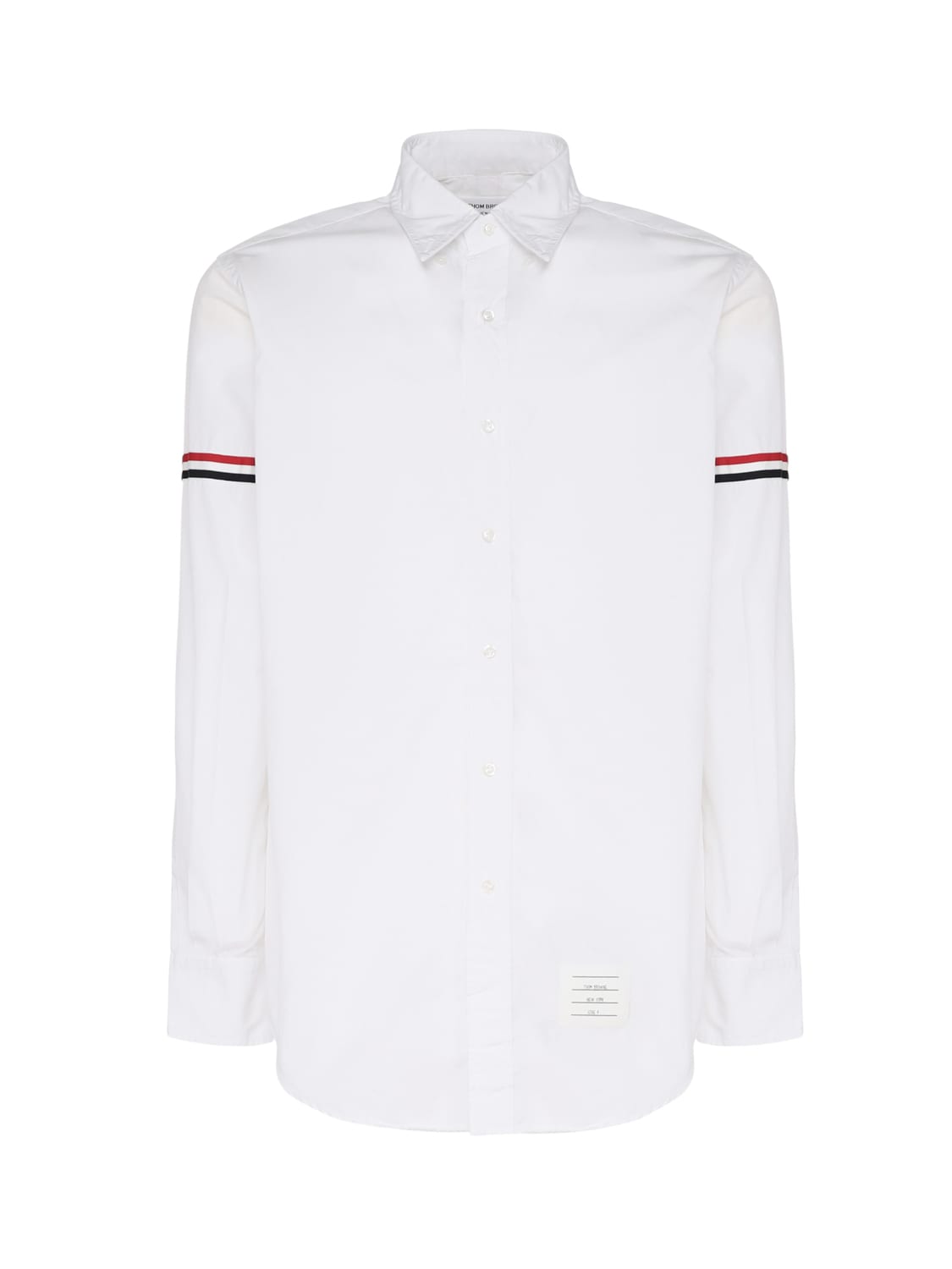 Shop Thom Browne Long-sleeved Shirt With Decorative Stripes In White