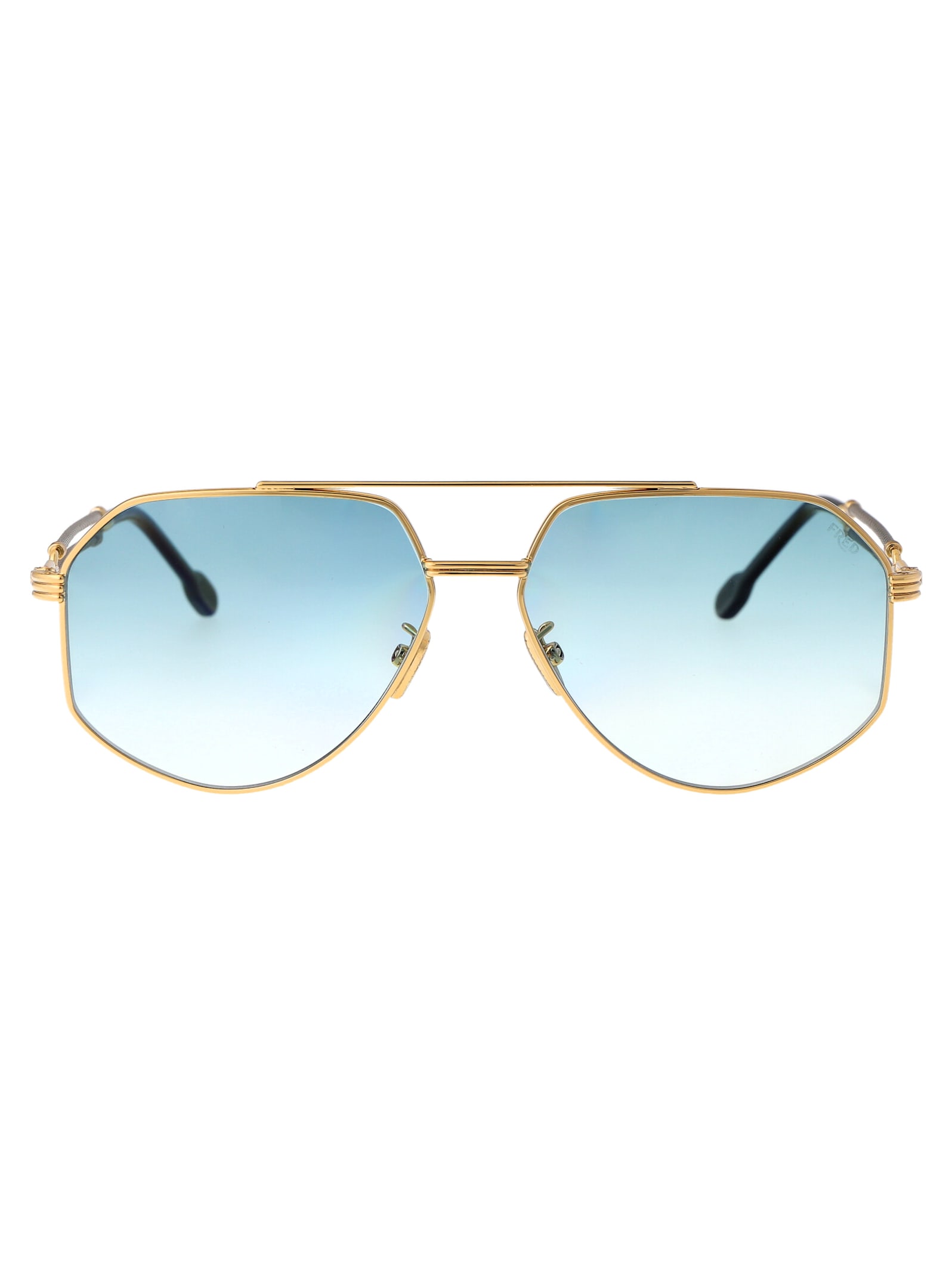 Fred Double Cable Sunglasses In 30w Shiny Endura Gold / Gradient Blue