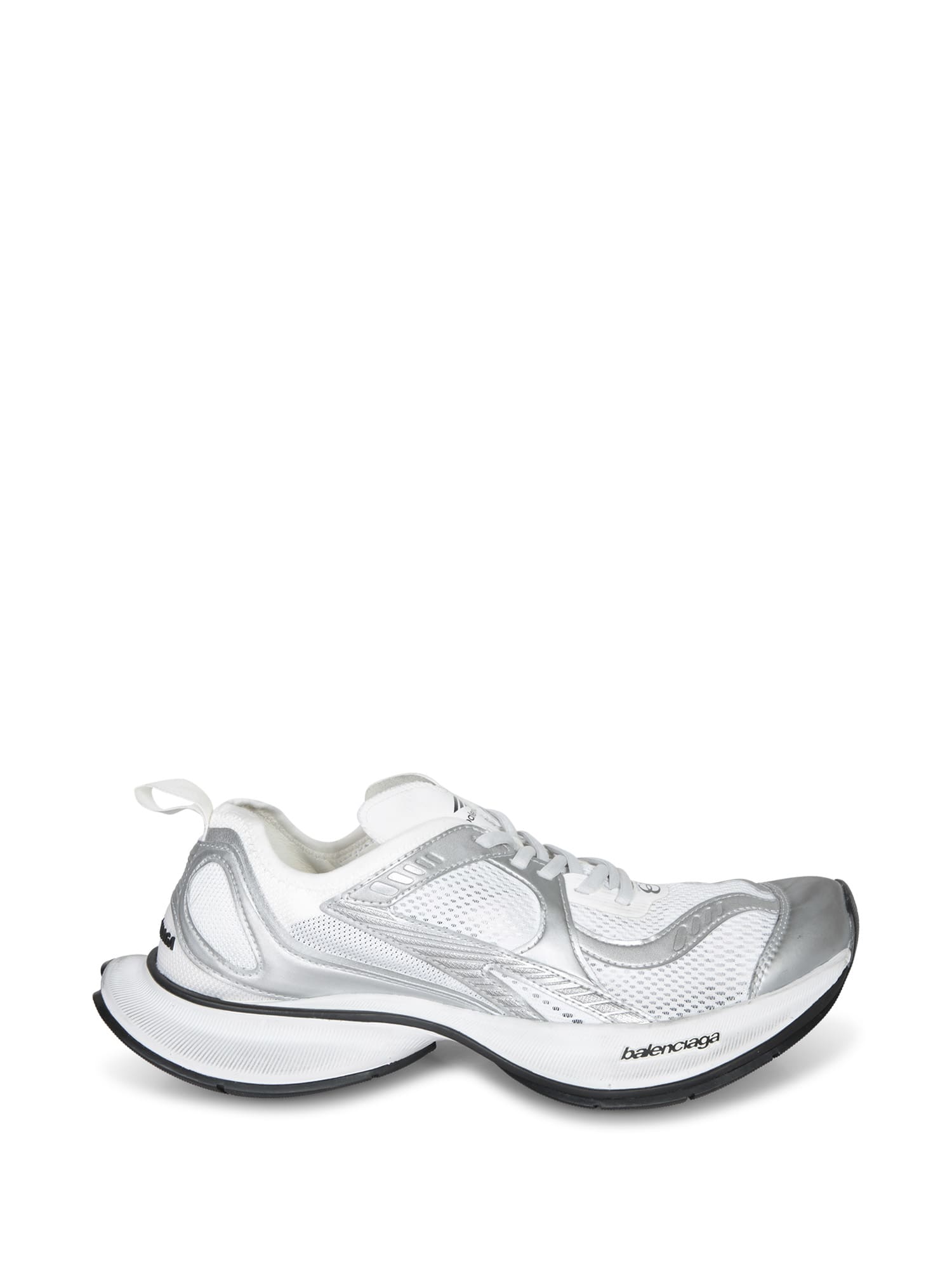 Balenciaga 'circuit' Grey Sneakers With Logo On The Sole And Back In Tech Fabric Blend Man In Silver