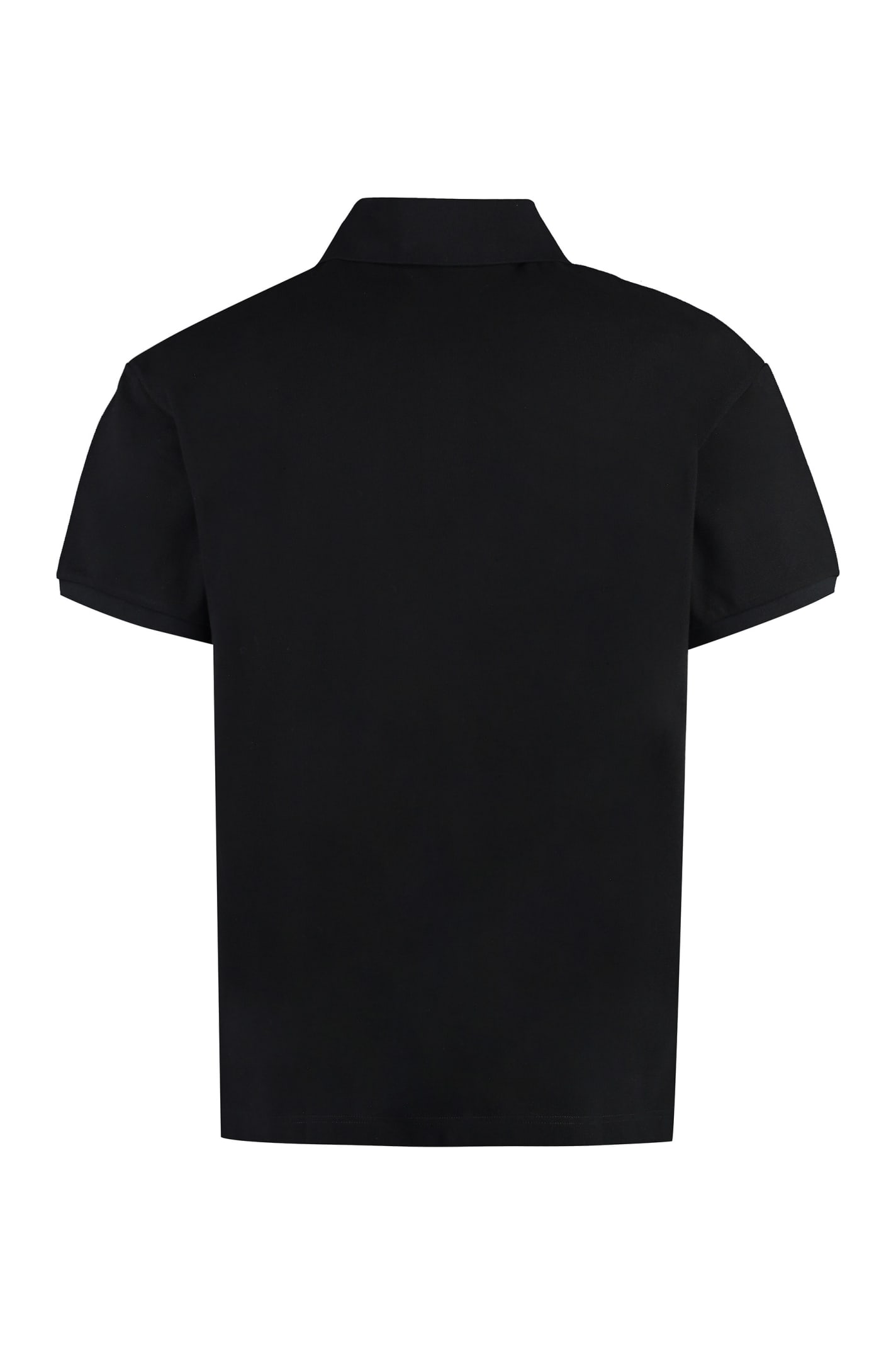Shop Palm Angels Cotton-piqu Olo Shirt In Black