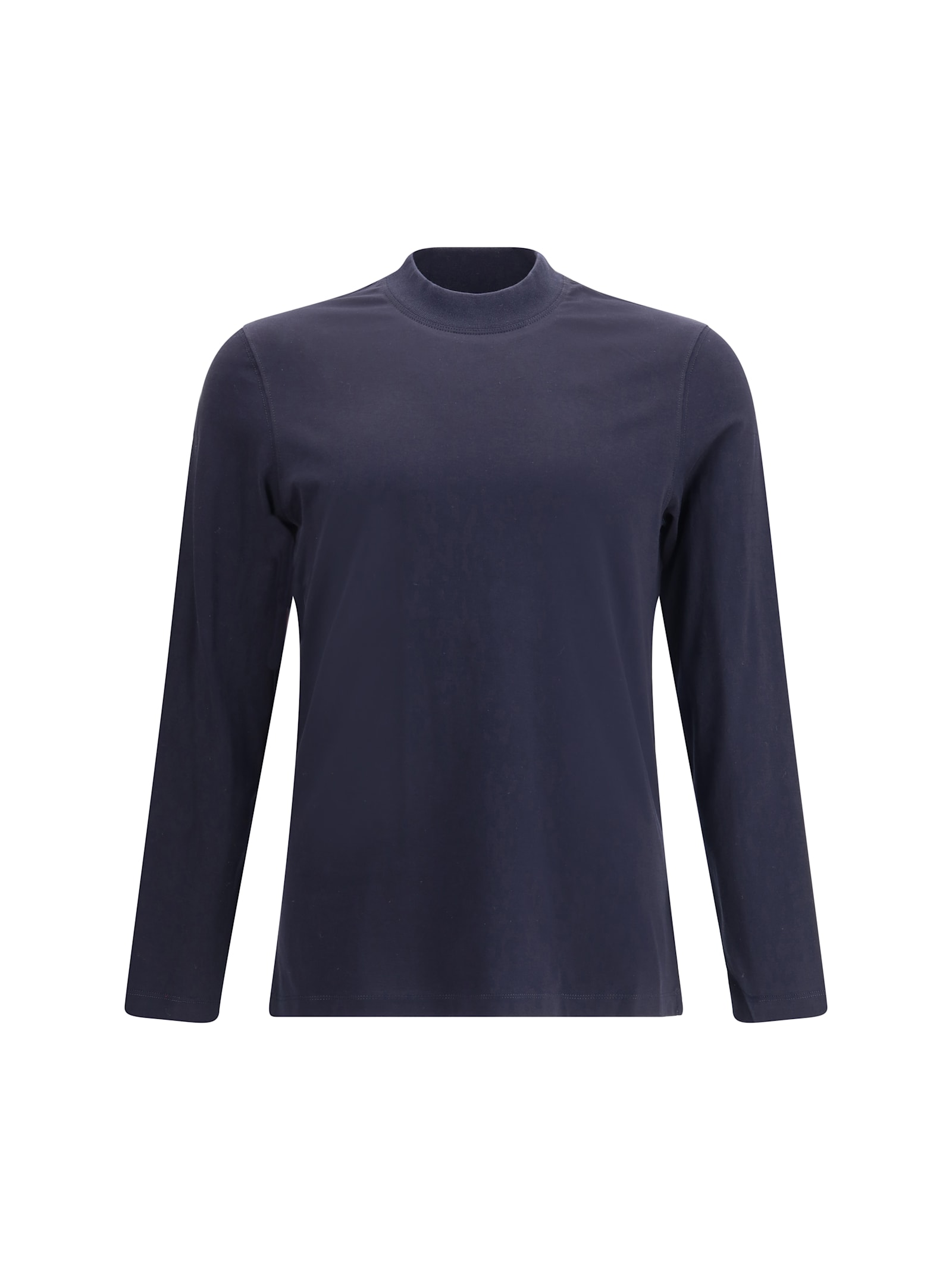 Brunello Cucinelli Men Long-sleeved Cotton T-shirt In Blue