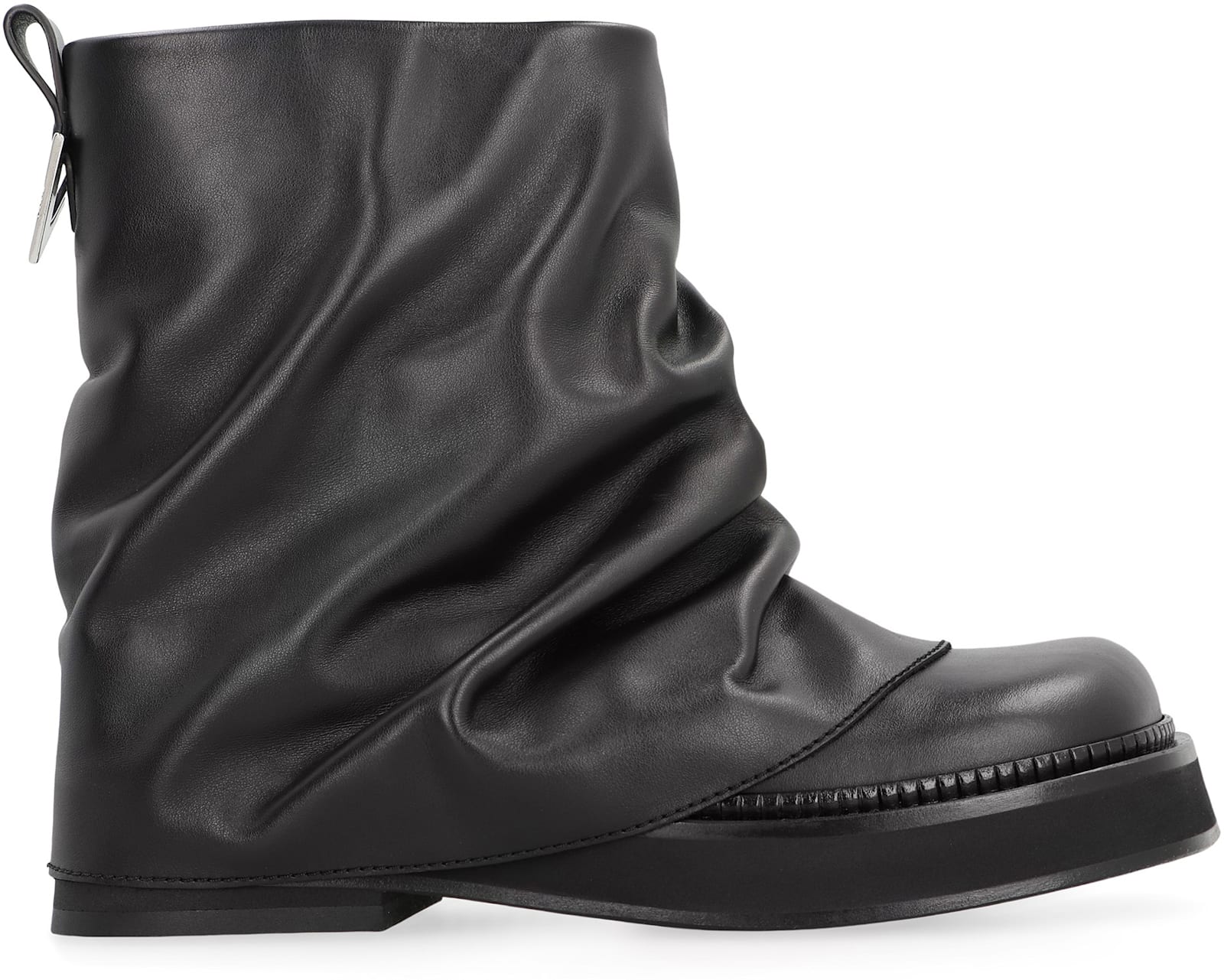 Attico Mini Robin Combat Leather Boots In Black