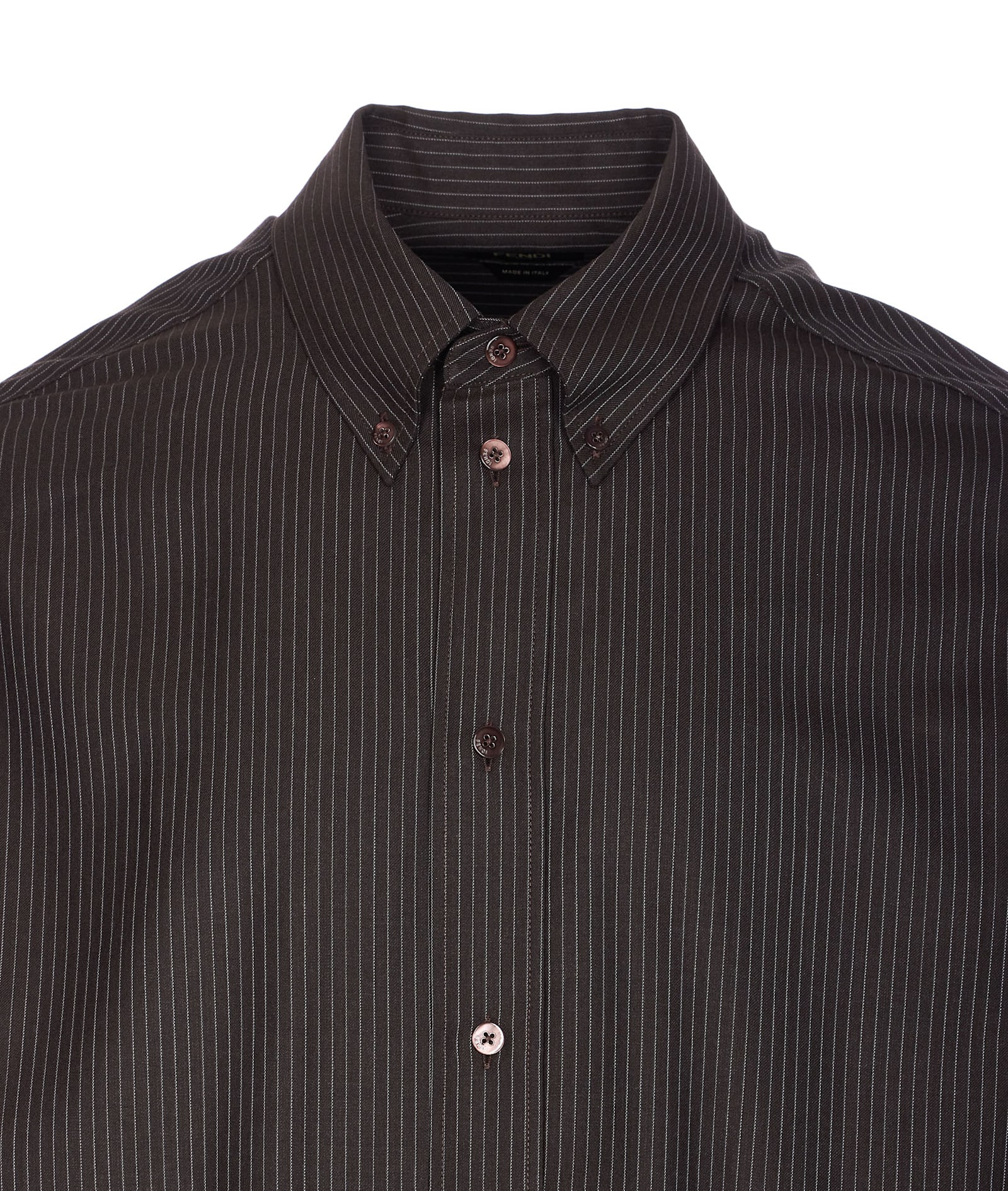 Fendi Pinstriped Wool Shirt In Gray