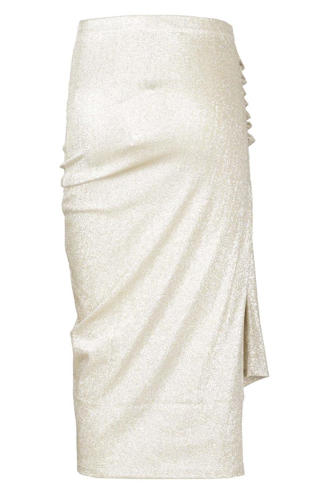 Shop Rabanne Glitter High-waist Skirt In Silver Gold