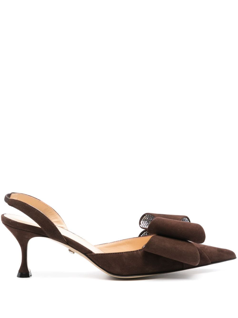 Shop Mach &amp; Mach Le Cadeau Kitten Heel Slingback In Dark Brown