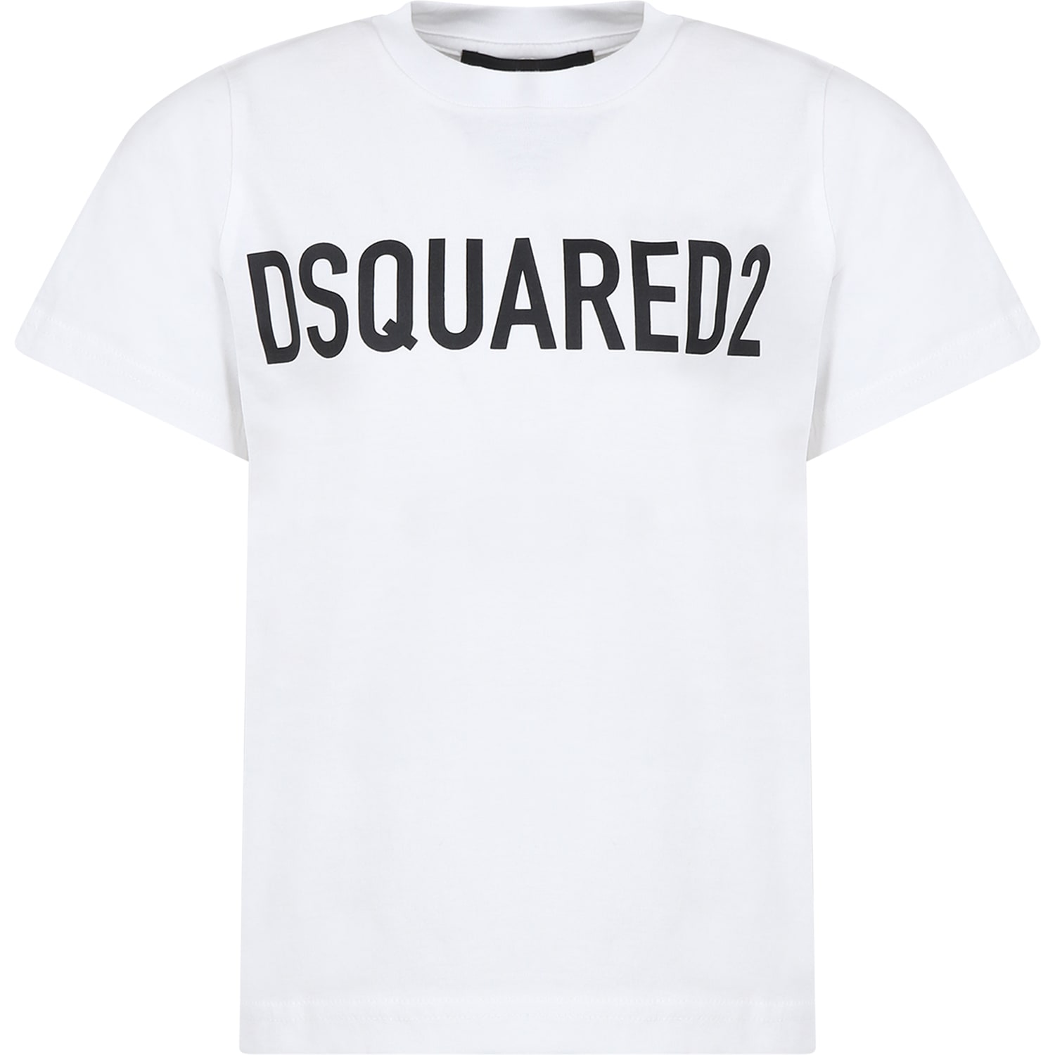 DSQUARED2 WHITE T-SHIRT FOR BOY WITH LOGO