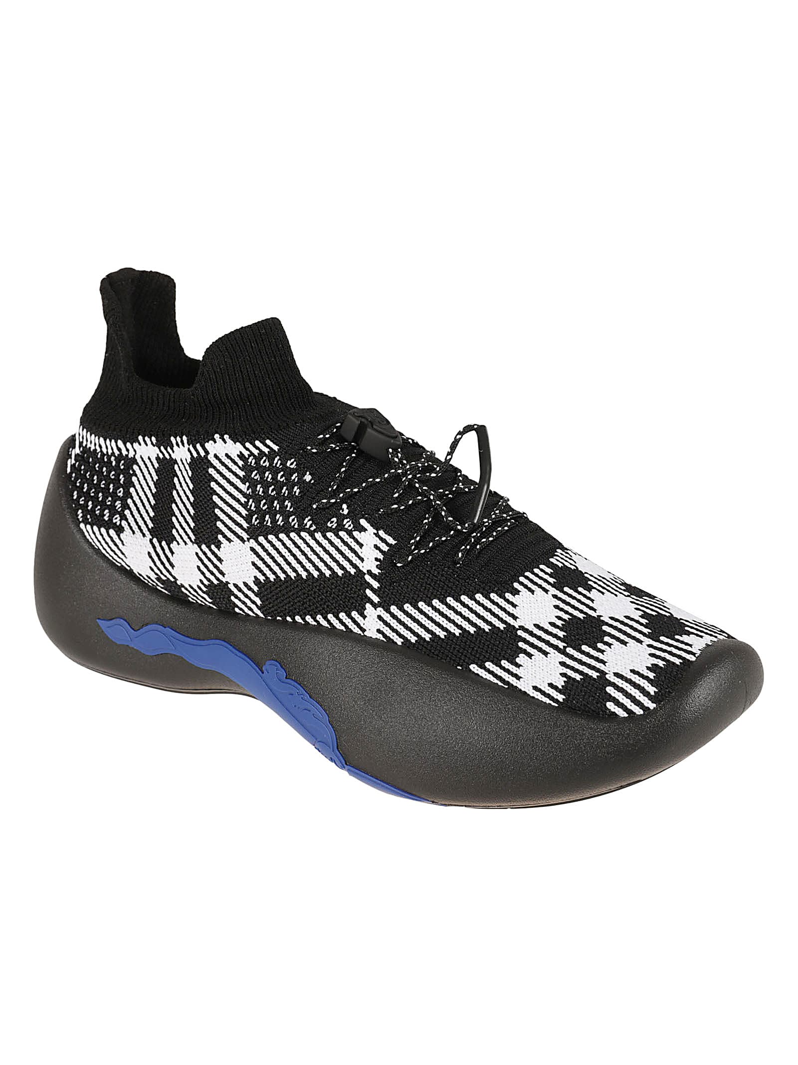 Burberry Black & White Check Knit Neptune Sneakers In Eclipse Ip Check