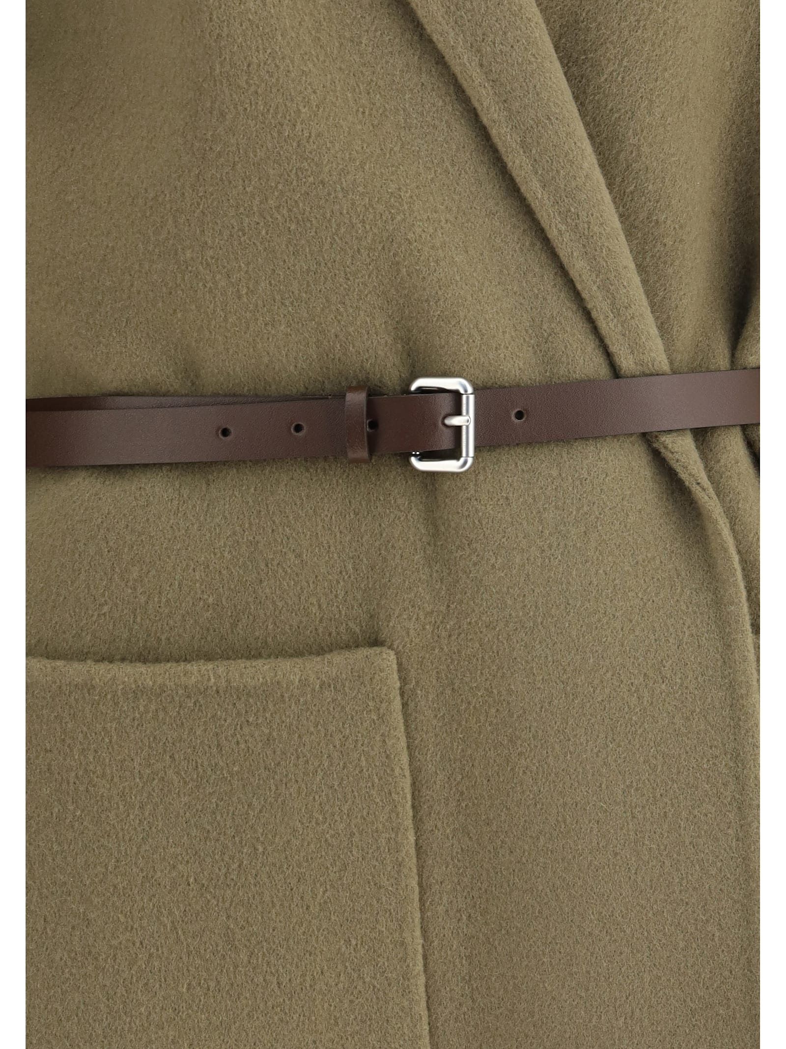 Jacob Cohen Hooded Wool Double-cloth Belted Pea Coat In Green