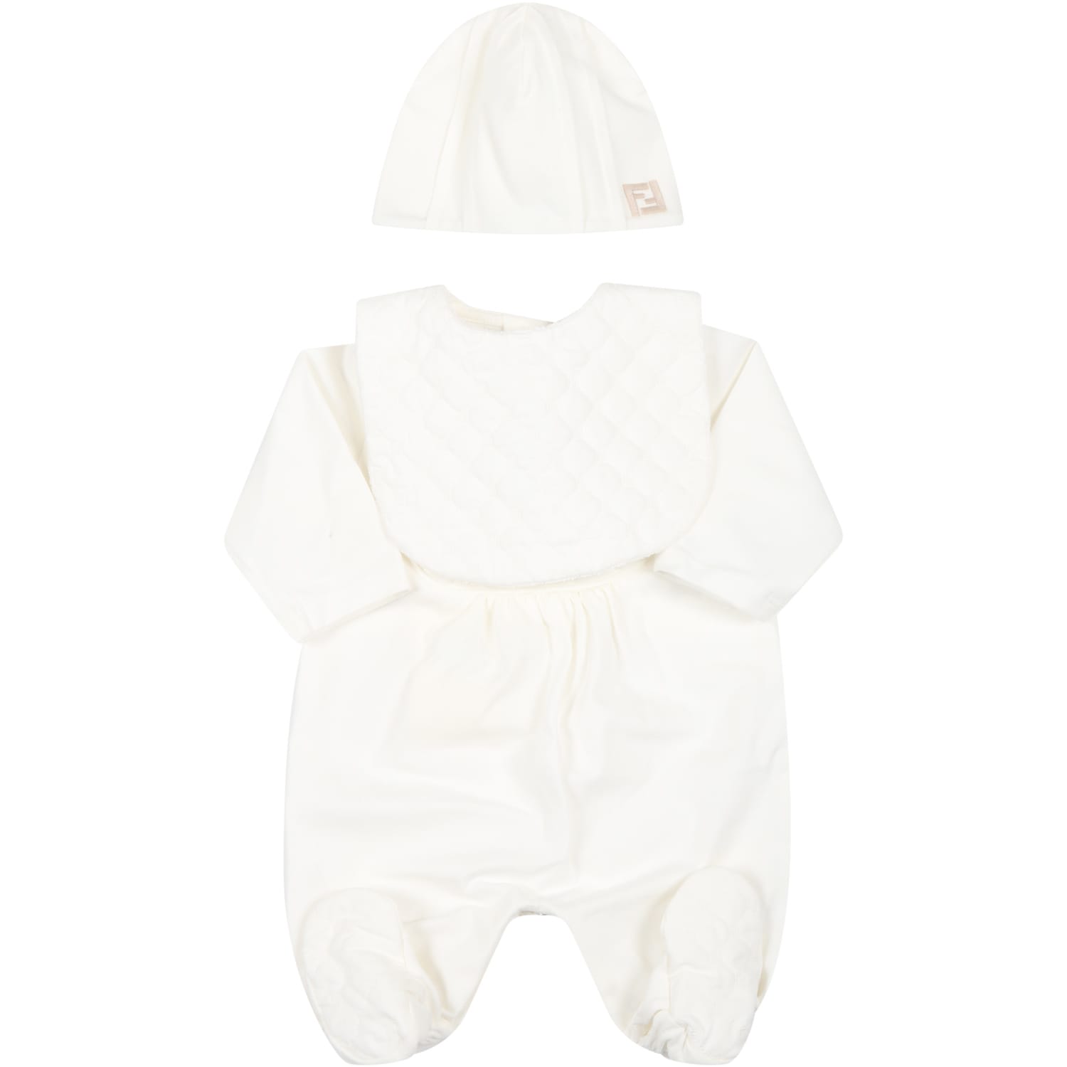 Fendi White Set For Baby Kids