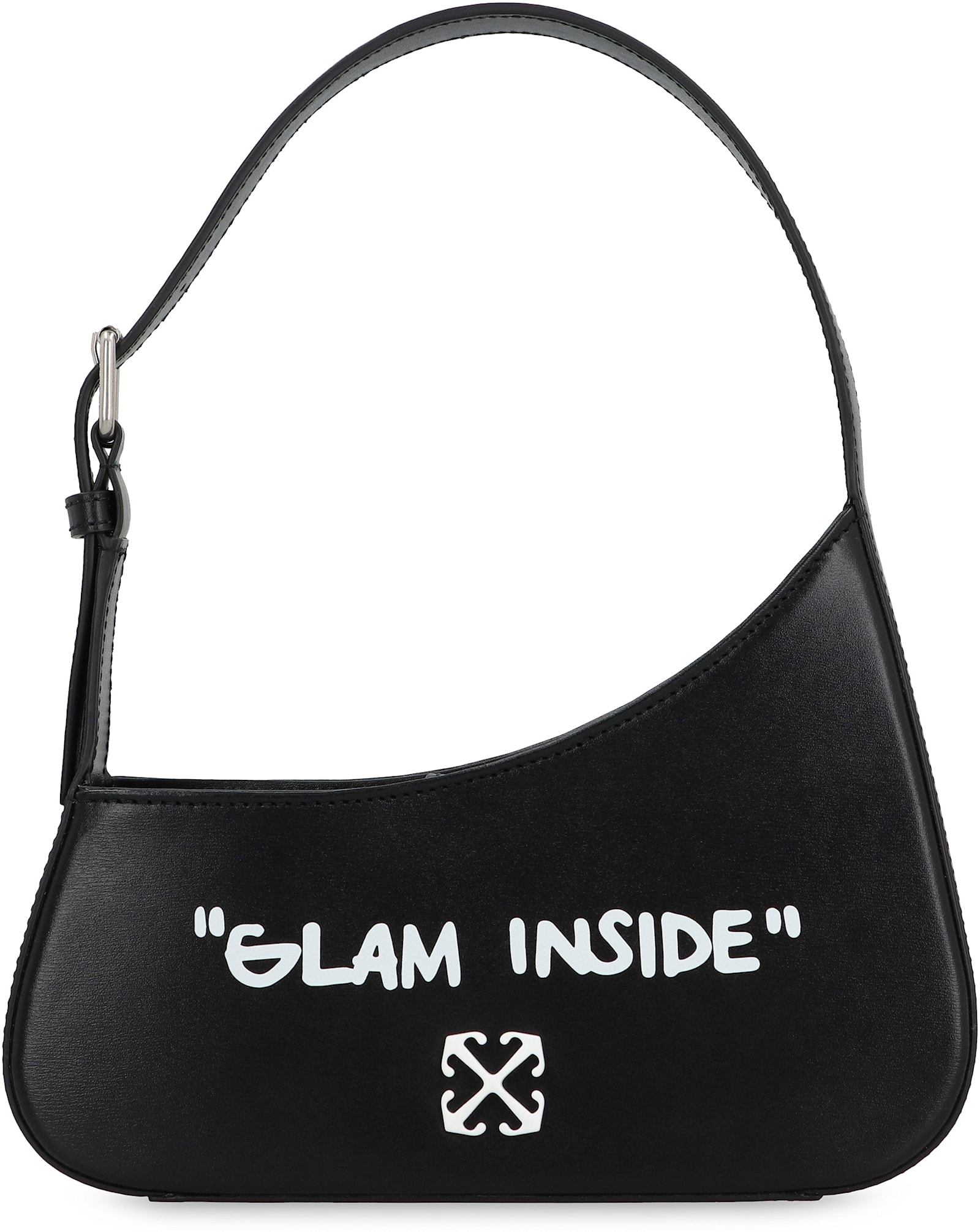 Off-white Jitney Quote Leather Shoulder Bag In Black