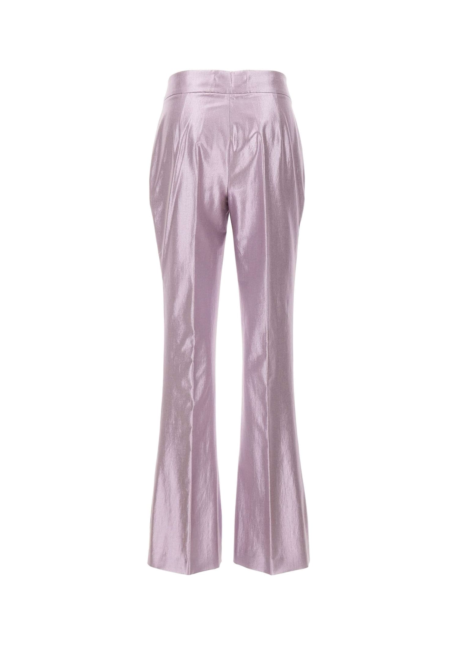 Genny Metallic Flared Trousers In Pink