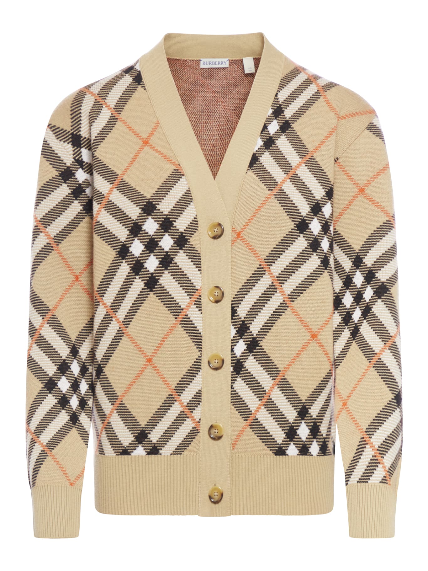 Shop Burberry Cardigan In Sand Ip Check