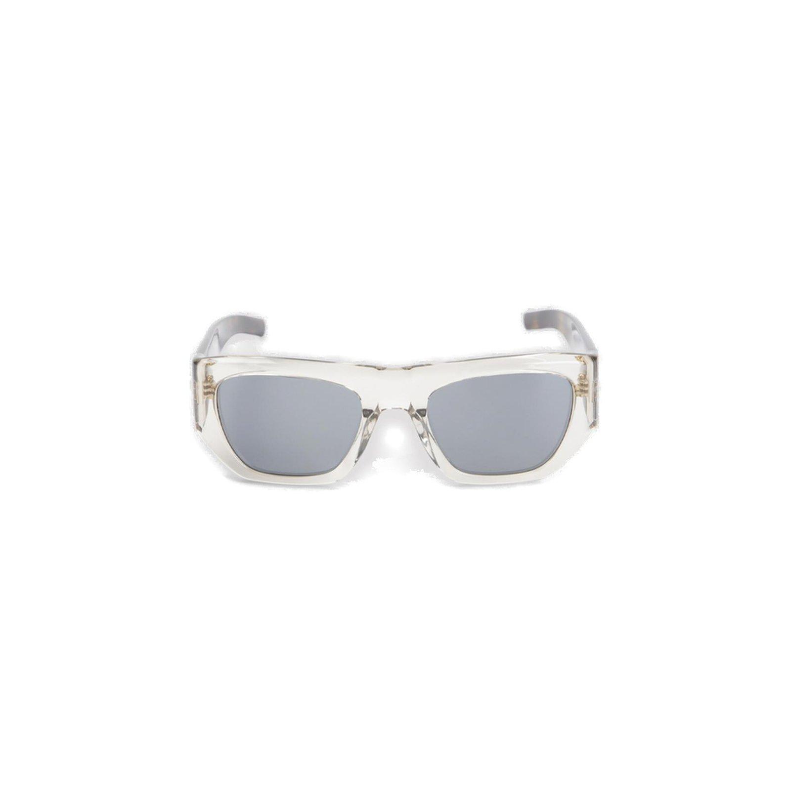 Shop Saint Laurent Rectangular Frame Sunglasses In Silver