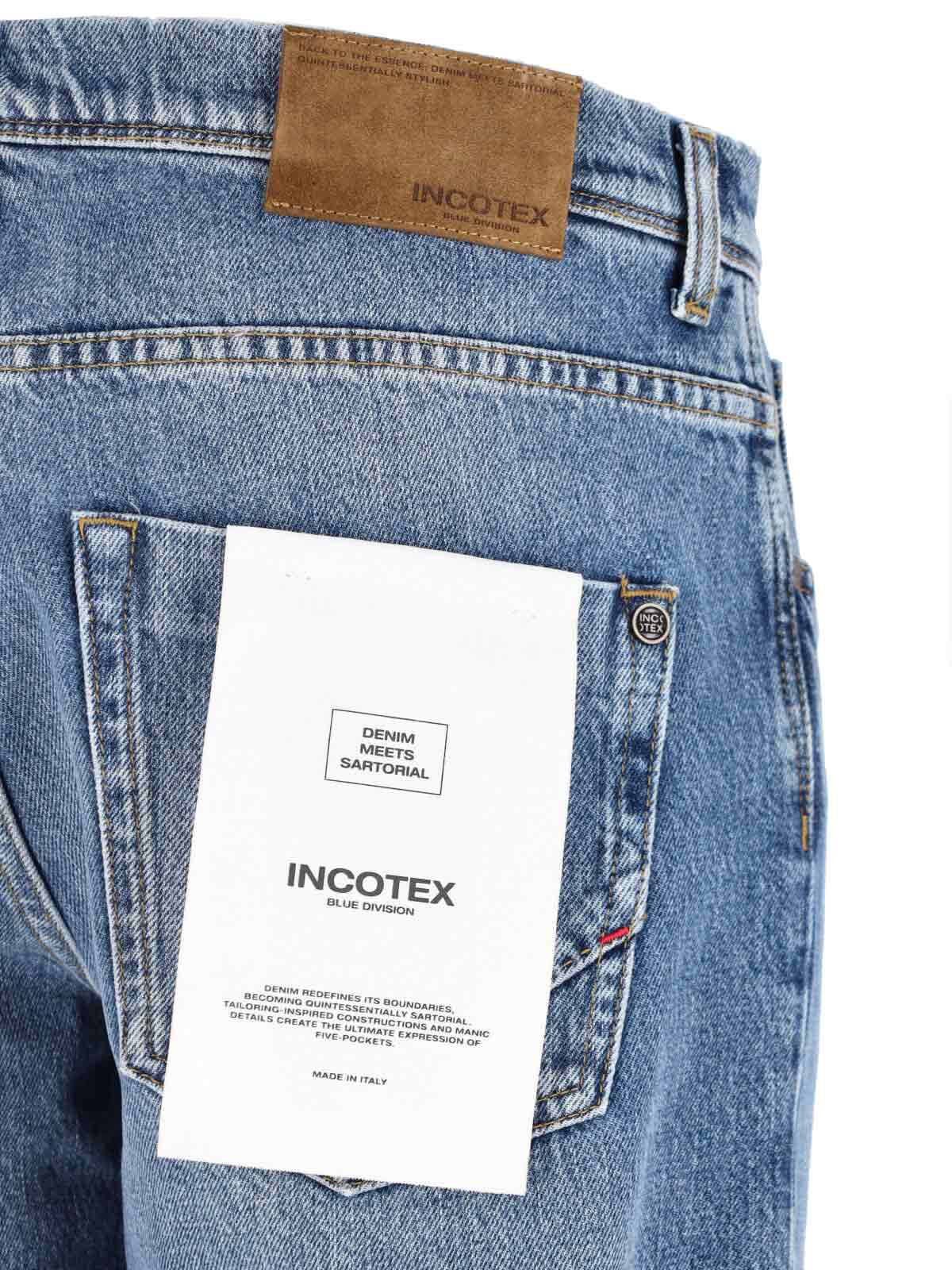 Incotex Straight Leg Five-pocket Trousers With Belt Loops In Blue