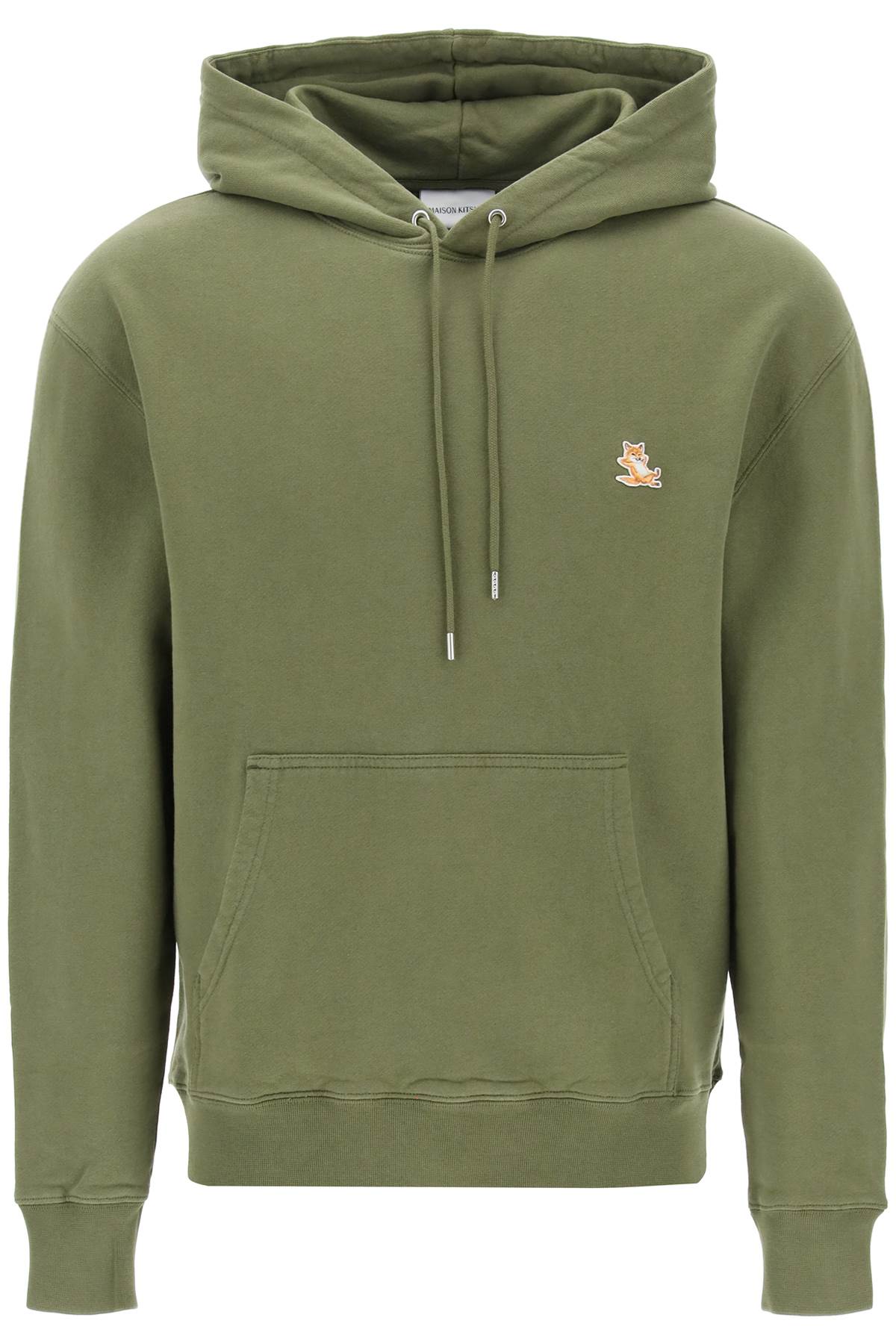 Shop Maison Kitsuné Chillax Fox Hooded Sweatshirt In Military Green (green)