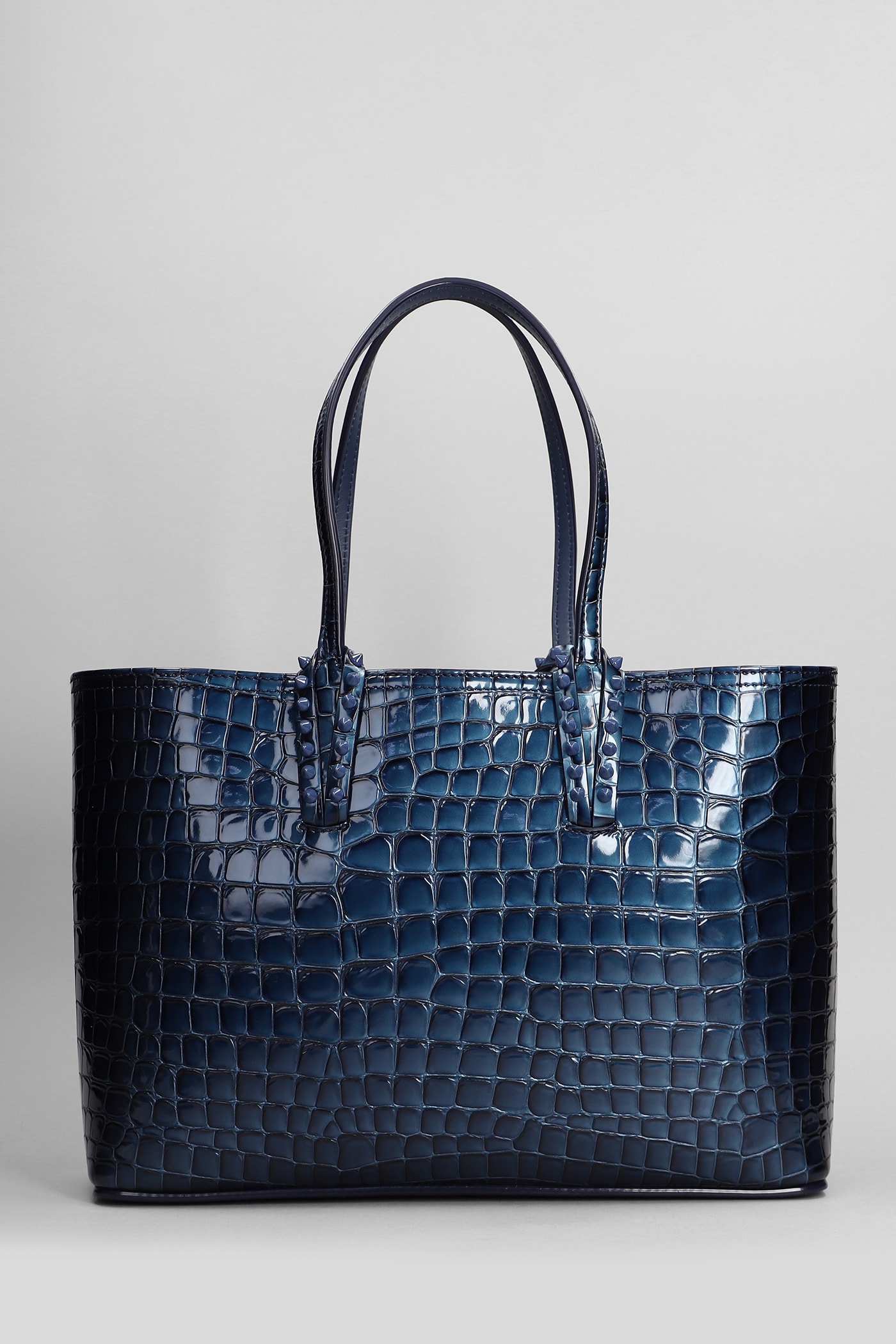 Shop Christian Louboutin Cabata Small Hand Bag In Blue Leather