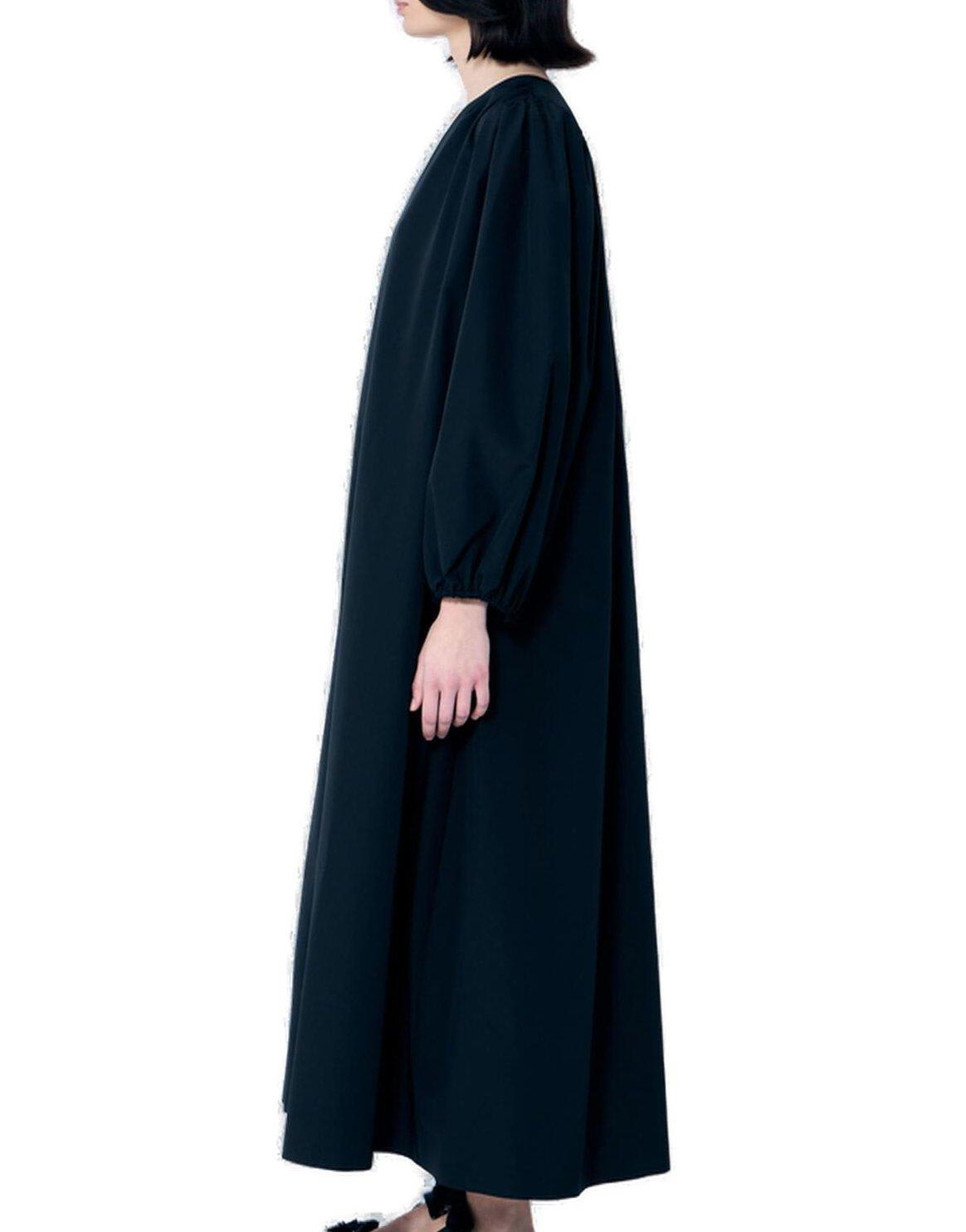 The Row Beauvoir Silk And Wool Maxi Dress In Black