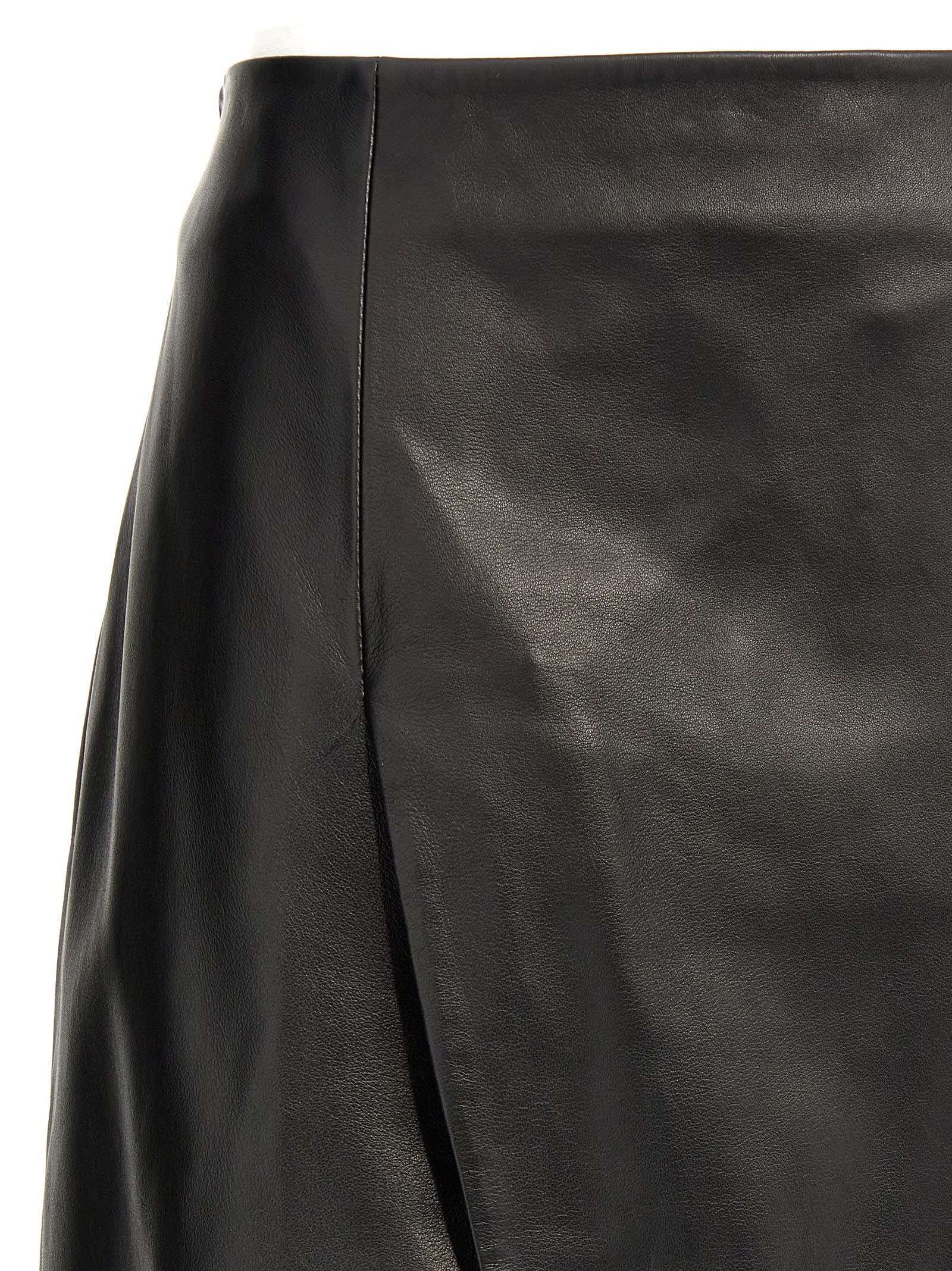 Loulou Studio Slit Leather Pencil Skirt In Black