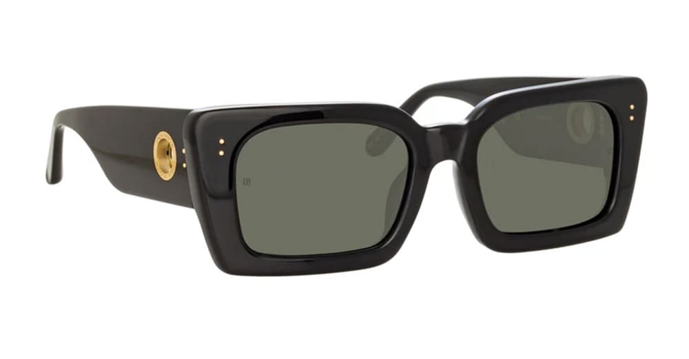 Linda Farrow Nieve - Black / Yellow Gold Sunglasses In Black