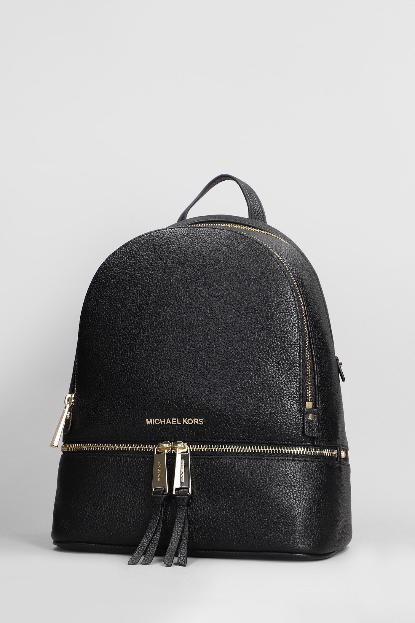 Shop Michael Kors Rhea Backpack In Black Leather