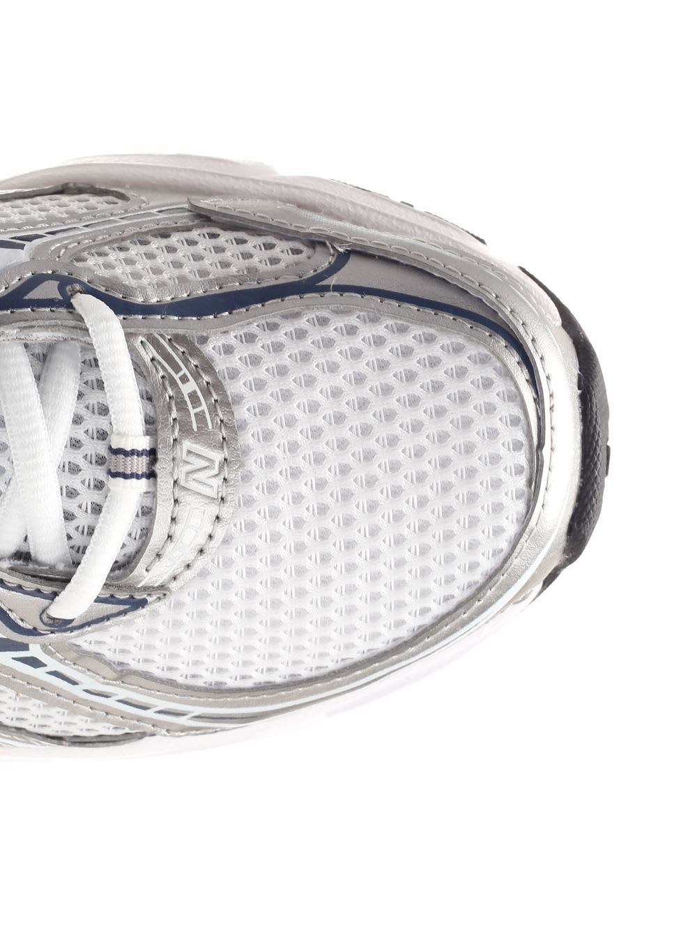 New Balance Mesh And Leather Sneakers In White Silver Navy