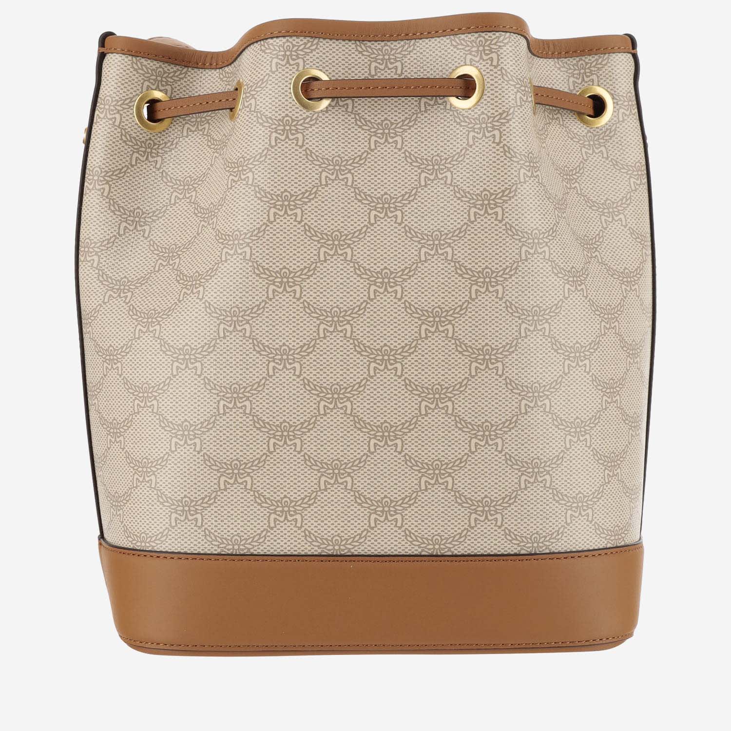 Shop Mcm Medium Ella Visetos Shoulder Bag In Ss24 Oatmeal