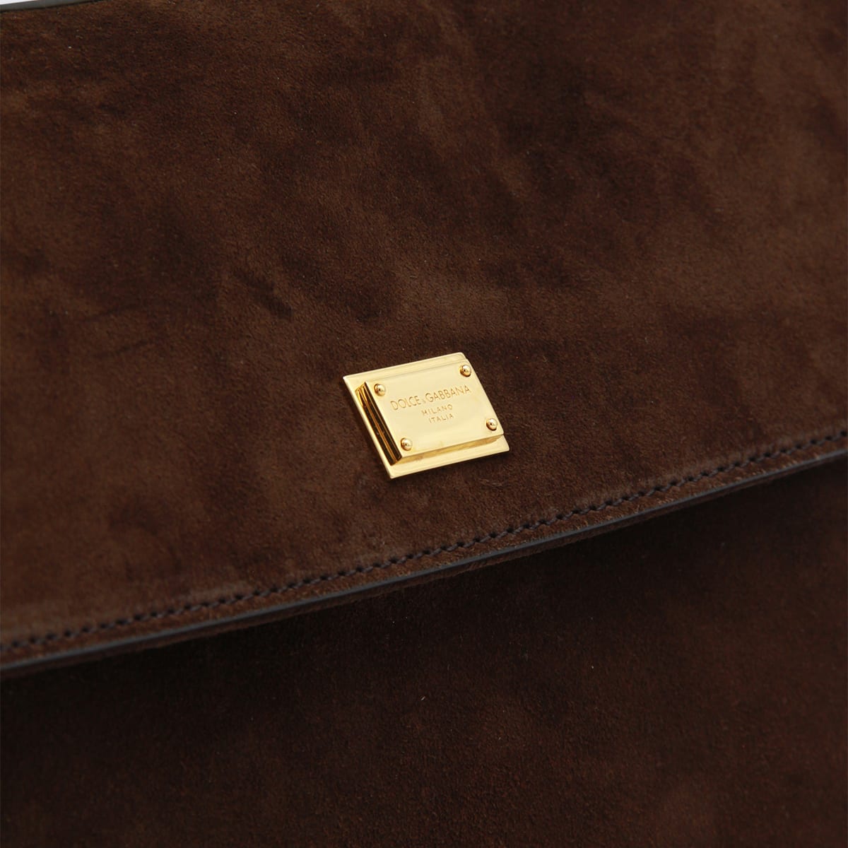 Dolce & Gabbana Sicily Small Leather-trimmed Suede Shoulder Bag In Brown