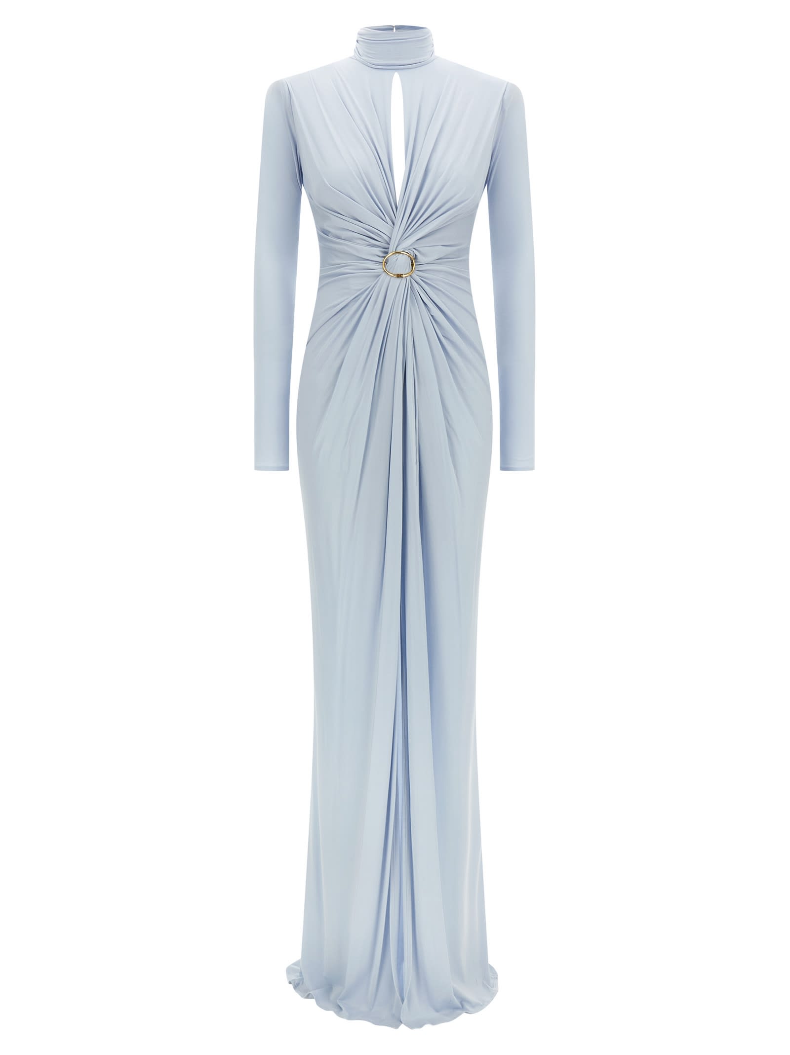 Elisabetta Franchi Light Blue Red Carpet Long Dress In Blue