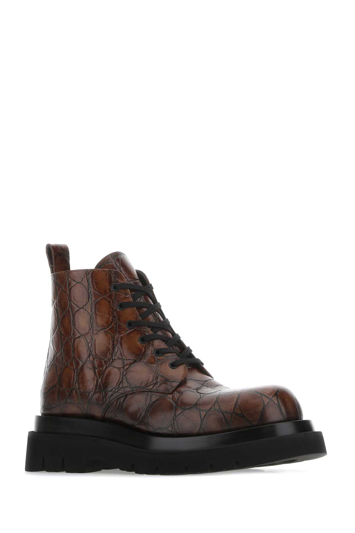 Shop Bottega Veneta Brown Leather Lug Ankle Boots In 2501