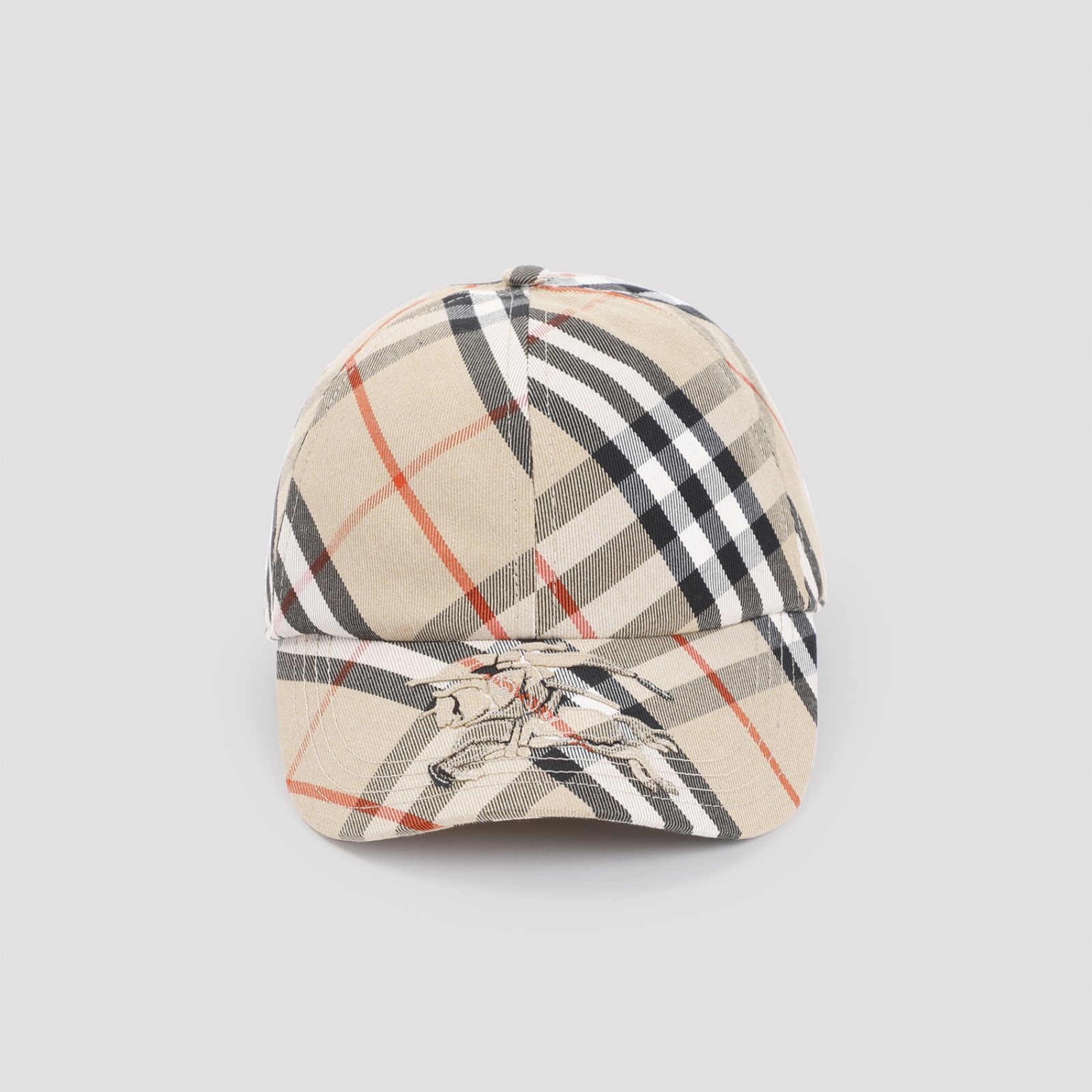 Shop Burberry Check Baseball Hat In Sand