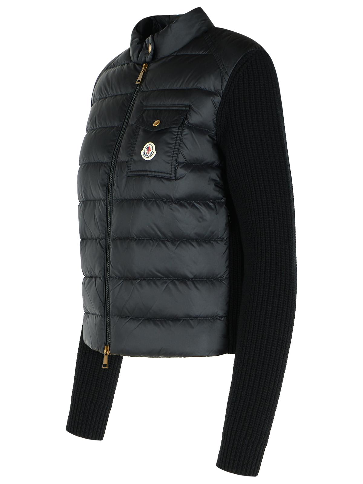Moncler Black Virgin Wool Blend Jacket In Blue