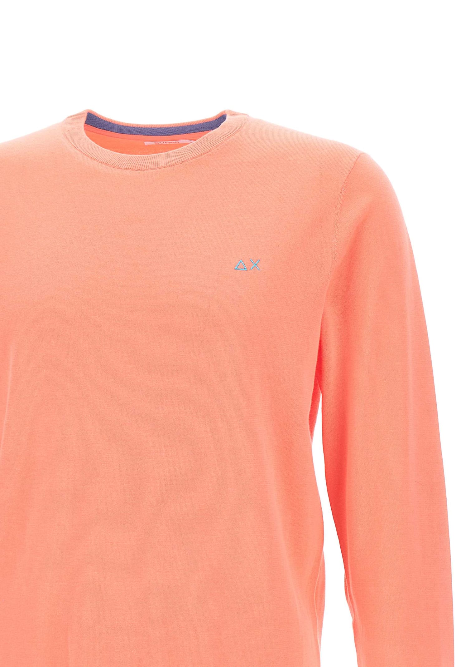 Shop Sun 68 Round Elabow Fancy Cotton Sweater In Orange