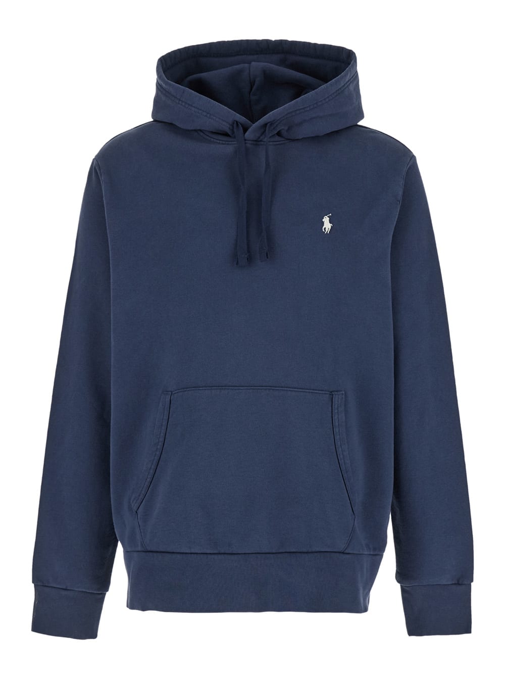 Shop Polo Ralph Lauren Blue Hoodie With Pony Embroidery In Cotton Man