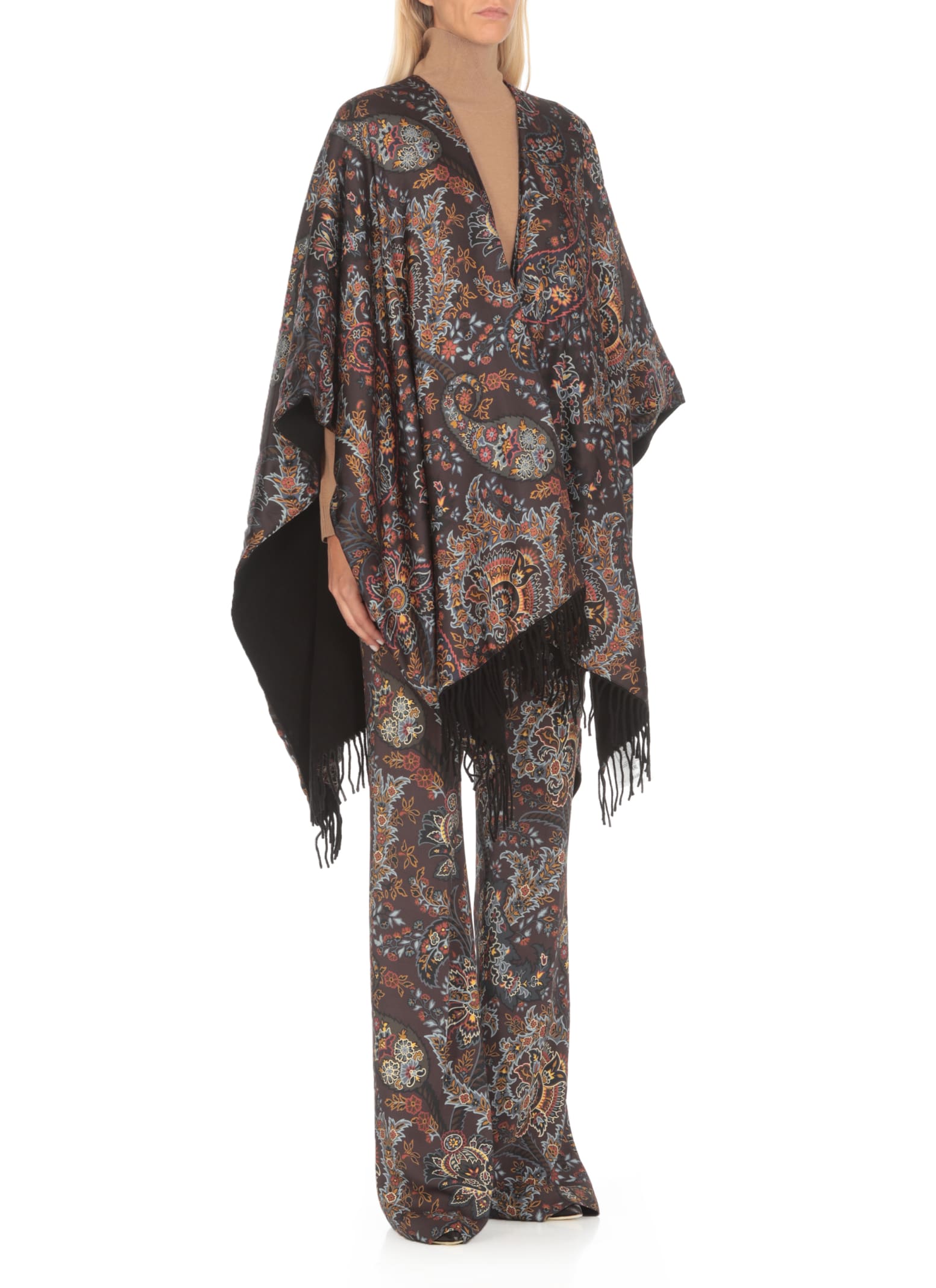 Shop Etro Poncho With Print