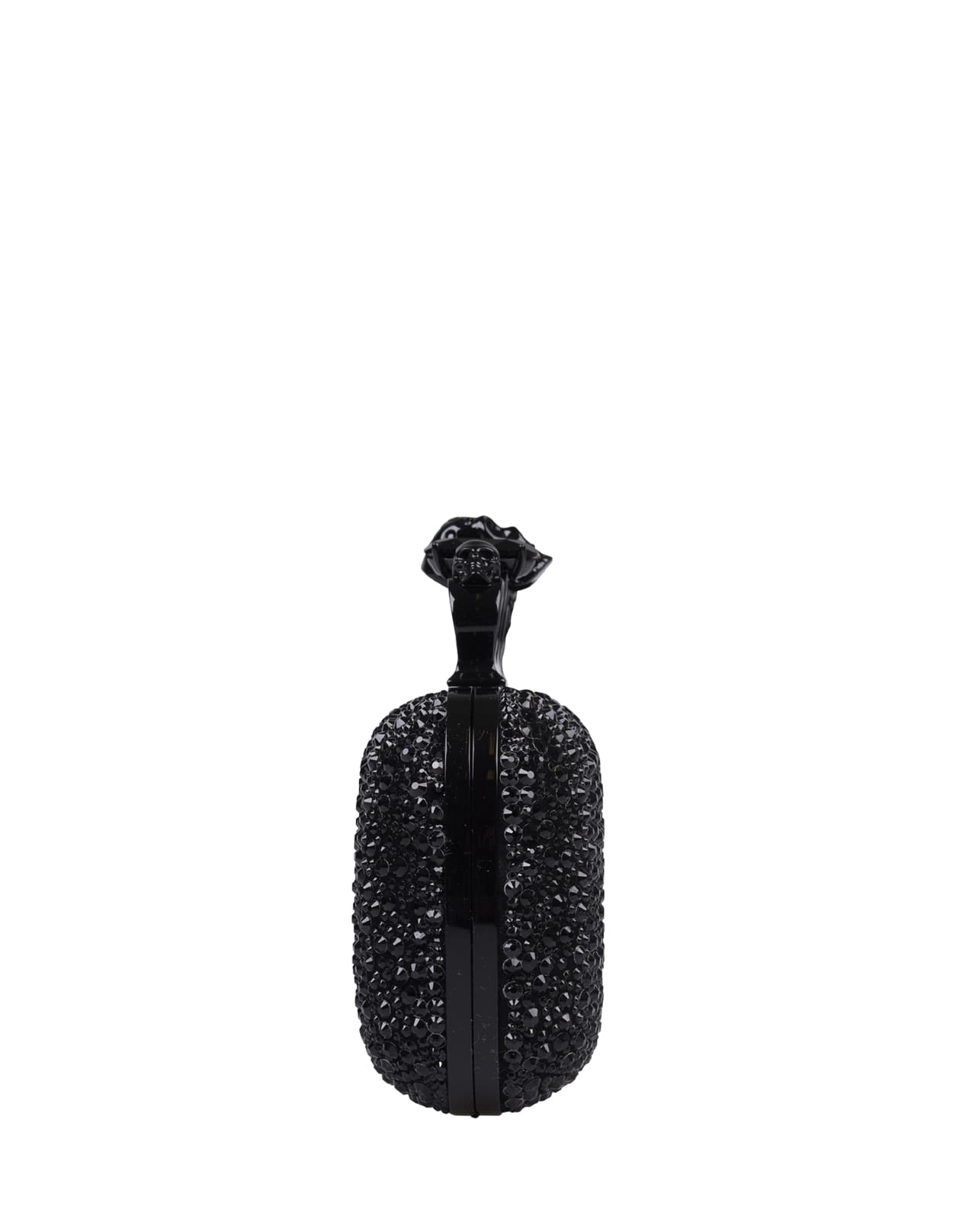 Shop Alexander Mcqueen Black Skull Four Ring Clutch Bag With Chain