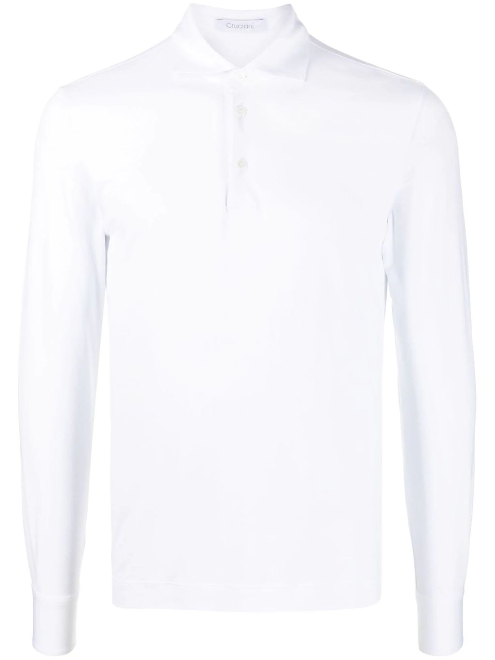 White Cotton Blend Polo Shirt
