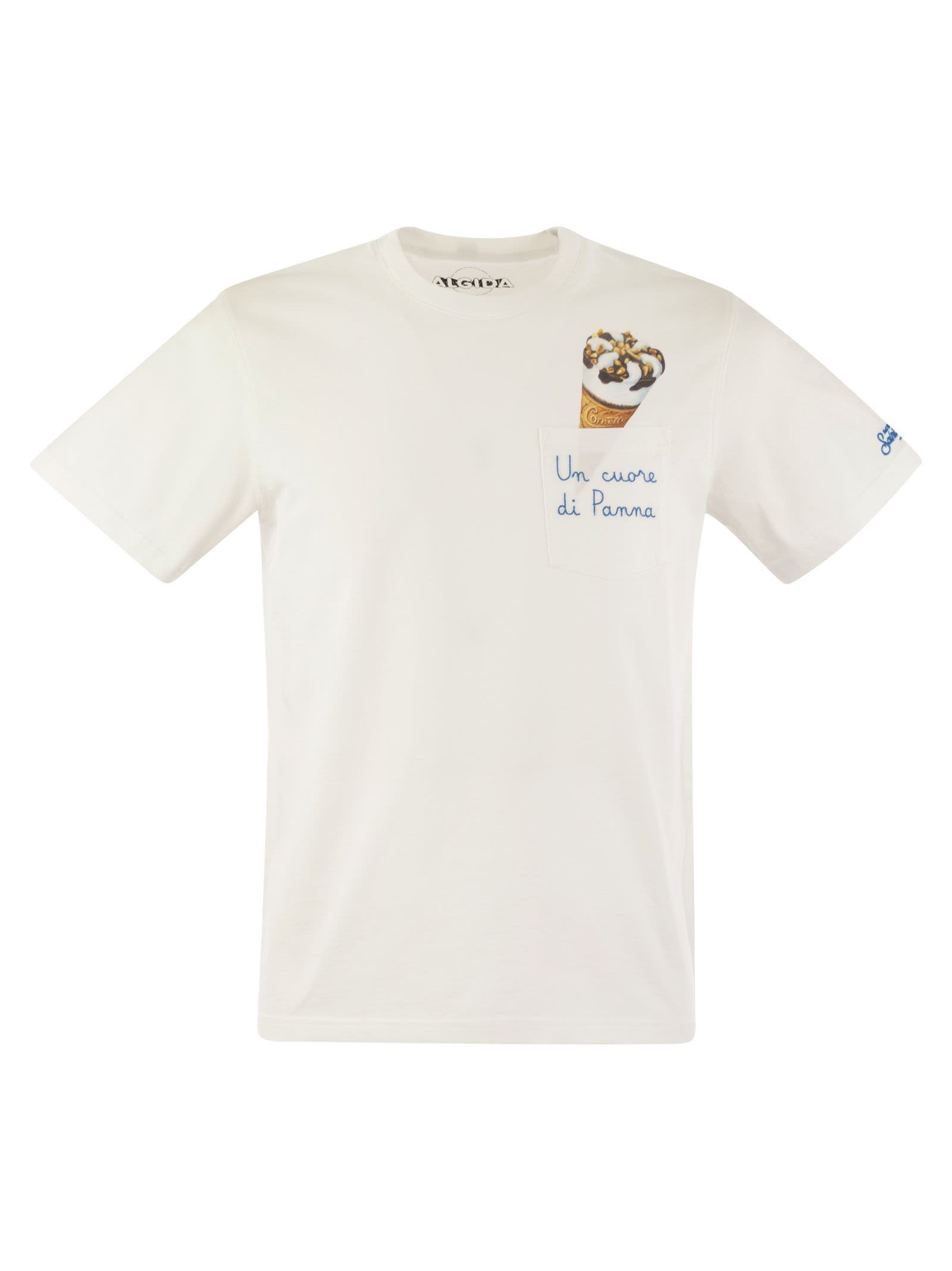 Mc2 Saint Barth Austin - T-shirt With Embroidery On Chest Algida Limited Edition In White