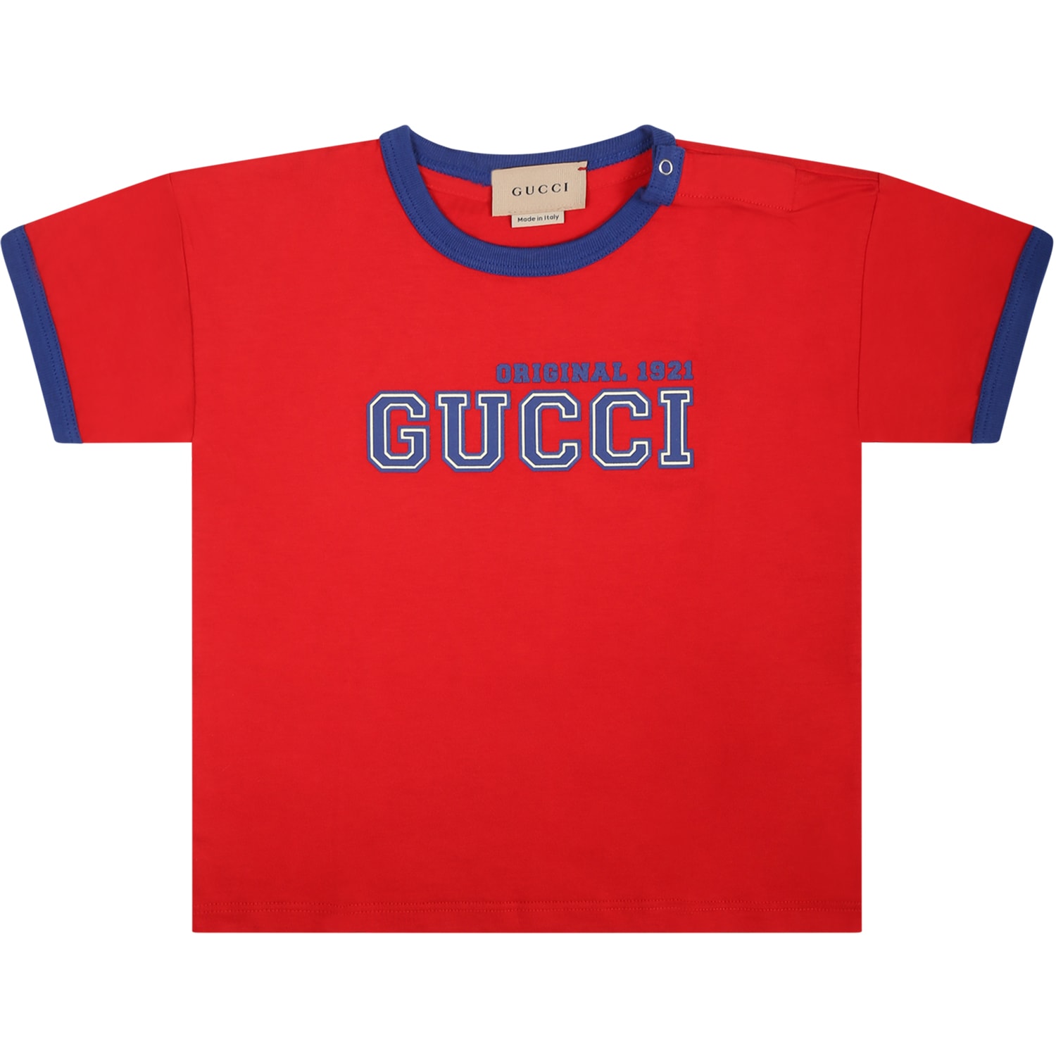 GUCCI RED T-SHIRT FOR BABY BOY WITH LOGO
