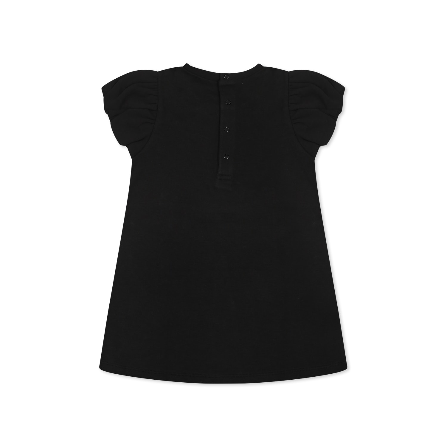 Marc Jacobs Black Dress For Baby Girl With Bag Print In Black