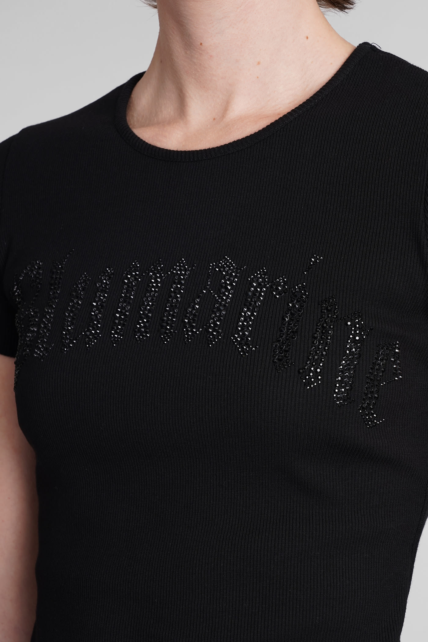 Shop Blumarine T-shirt In Black Cotton In Nero