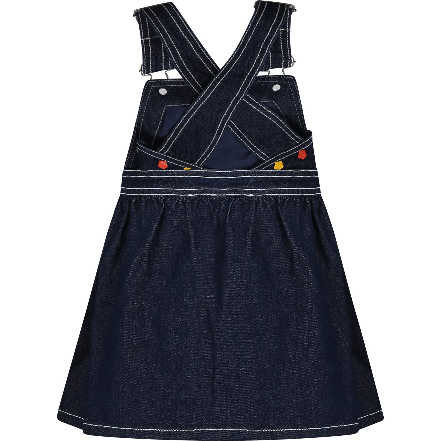 Shop Kenzo Denim Dungarees For Girl With Flower