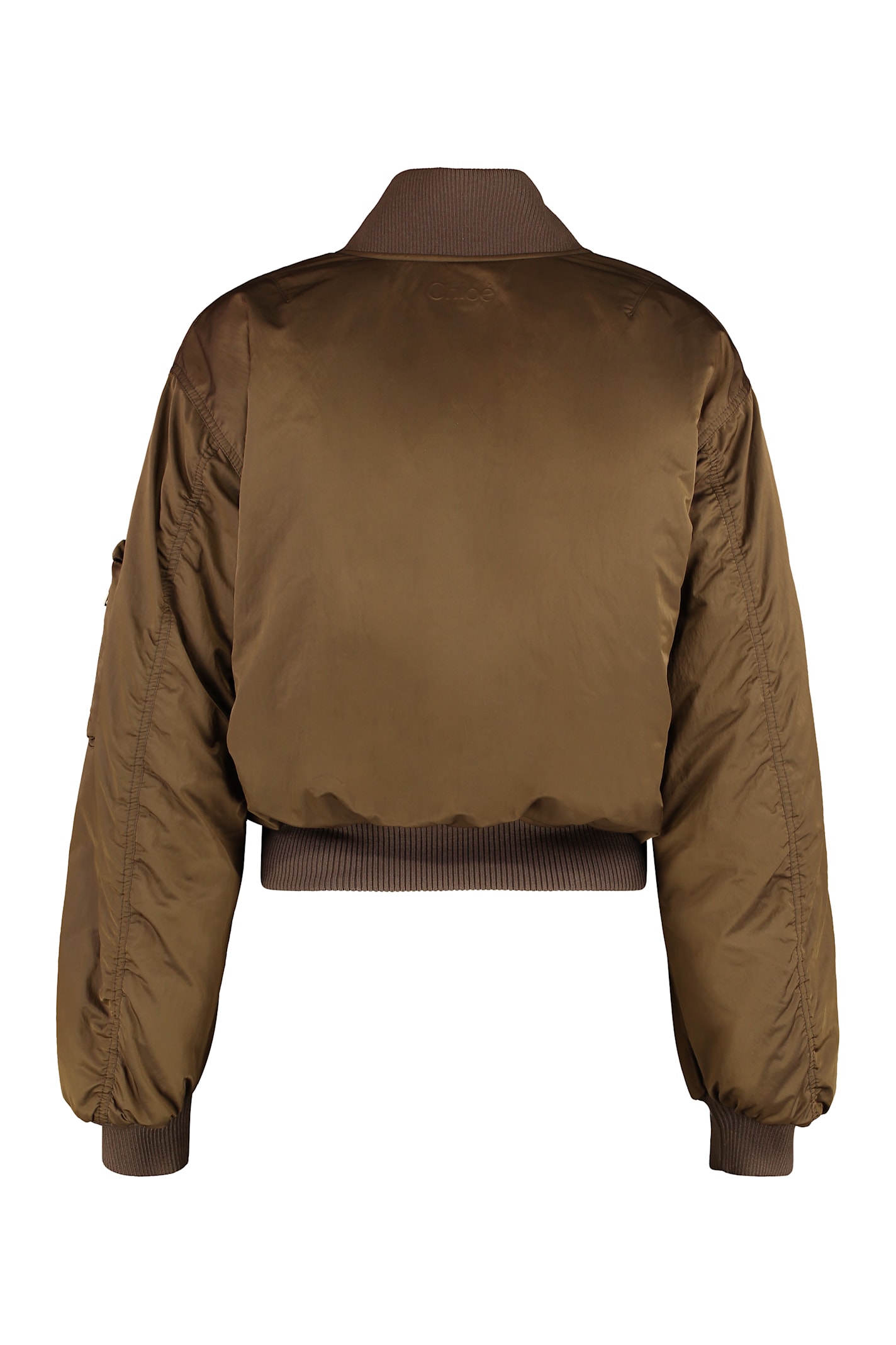 Chloé Zip-up Cropped Bomber Jacket In Brown