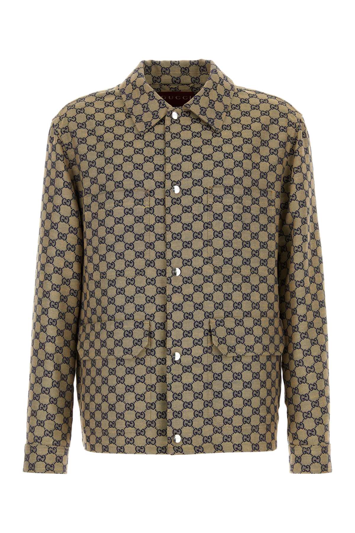 Shop Gucci Embroidered Linen Blend Jacket In Oatmilkblue