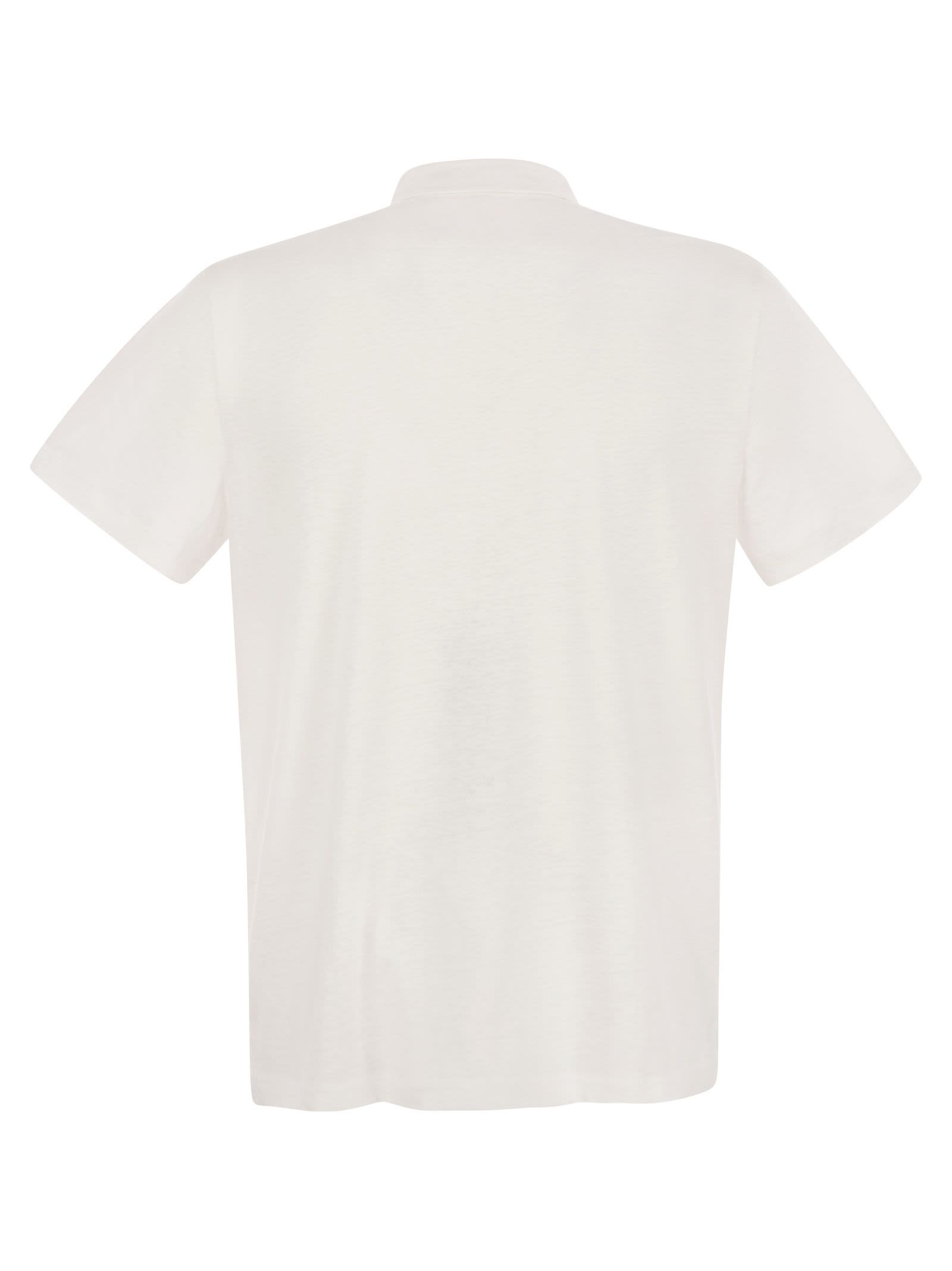 Shop Majestic Linen Polo Shirt With Buttons In White