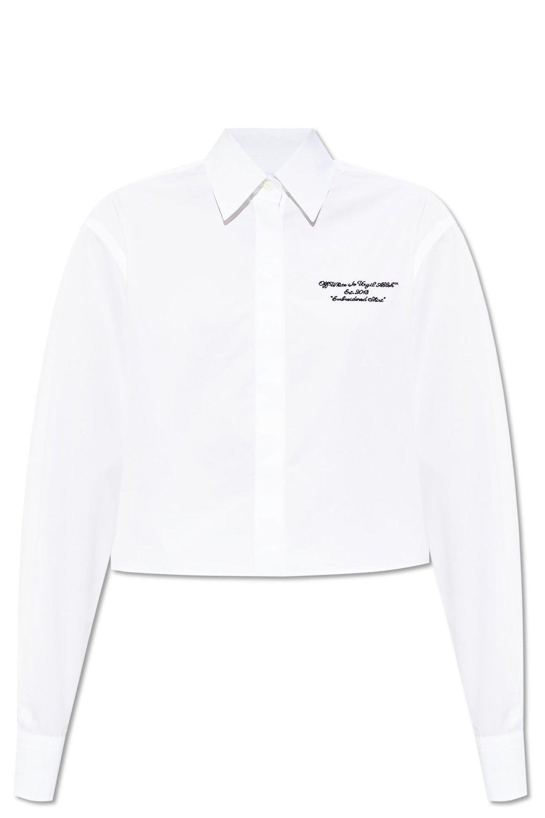 Off-white Poplin Boxy Long-sleeved Shirt In White