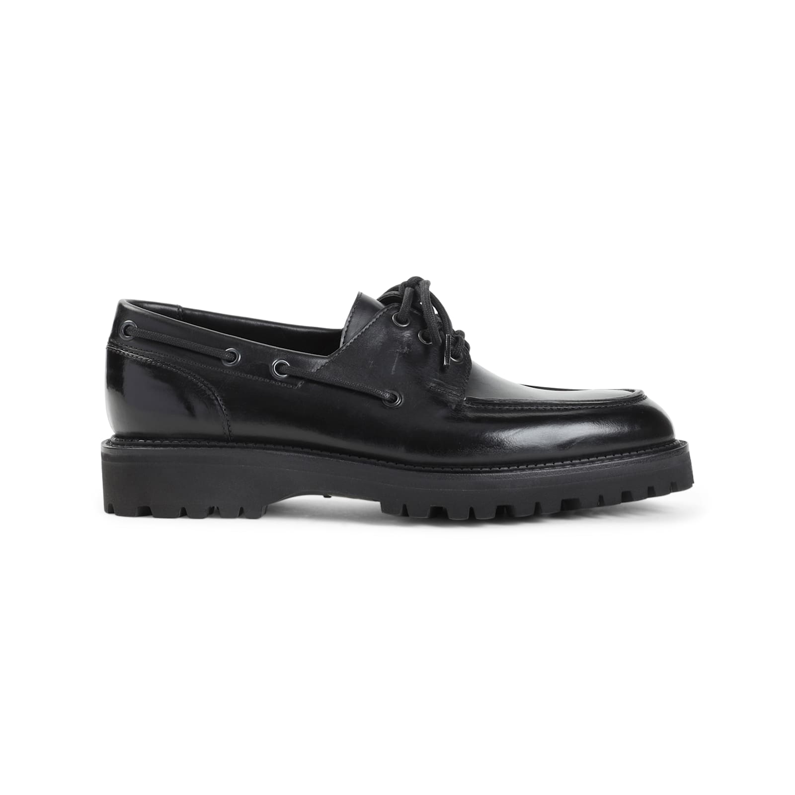John Lobb High-gloss Black Calf Leather Lace-up Derbies In Black