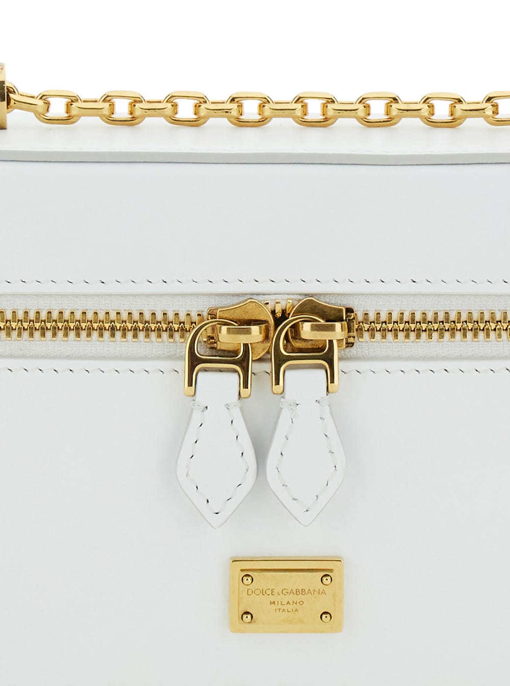 Dolce & Gabbana Sicily Cube White Shoulder Bag With Logo Plaque On The Front And Double Zip In Leather Woman In White