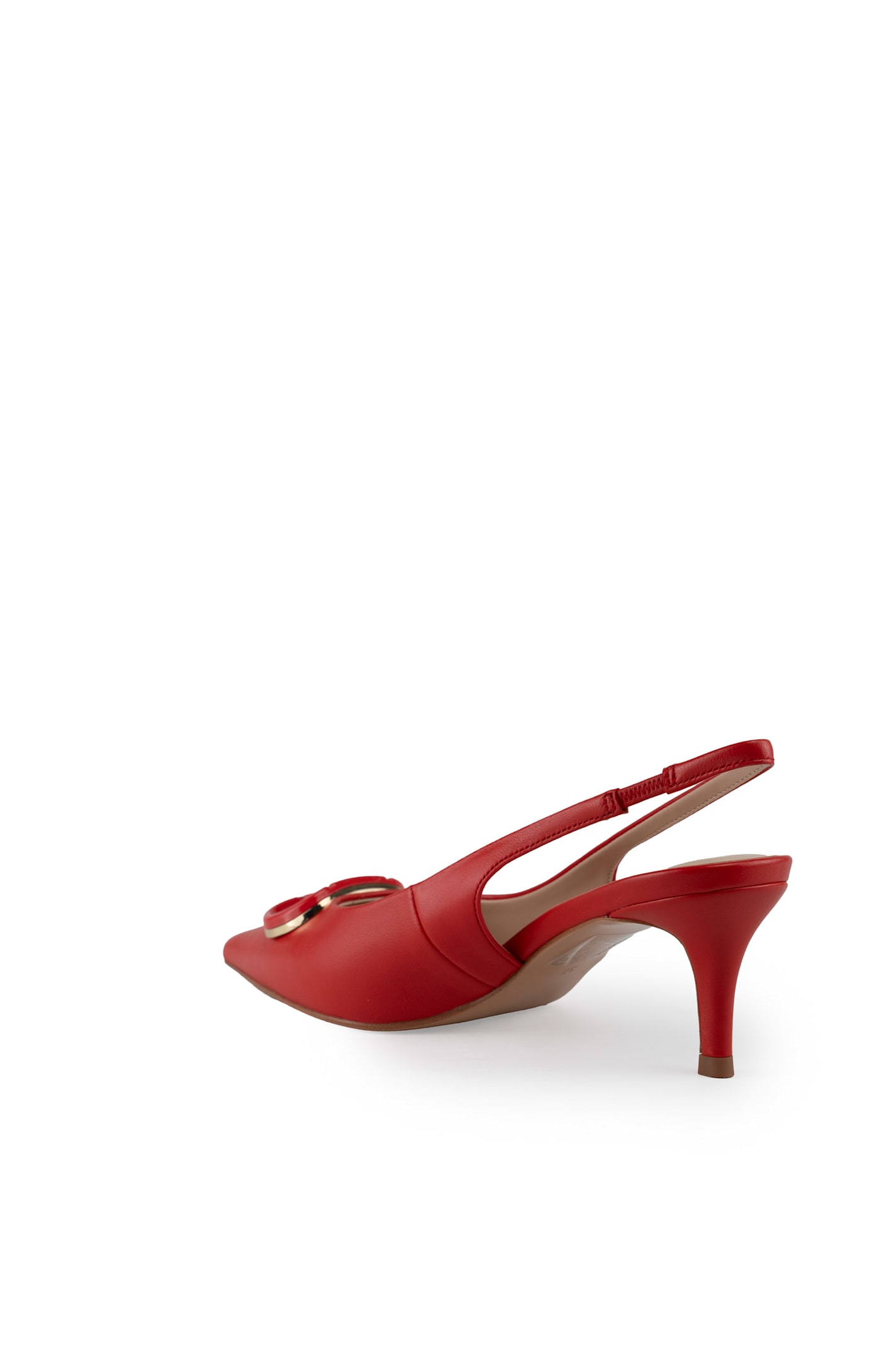 Twinset Leather Sling Back Pumps With Oval-t Logo In Coralline