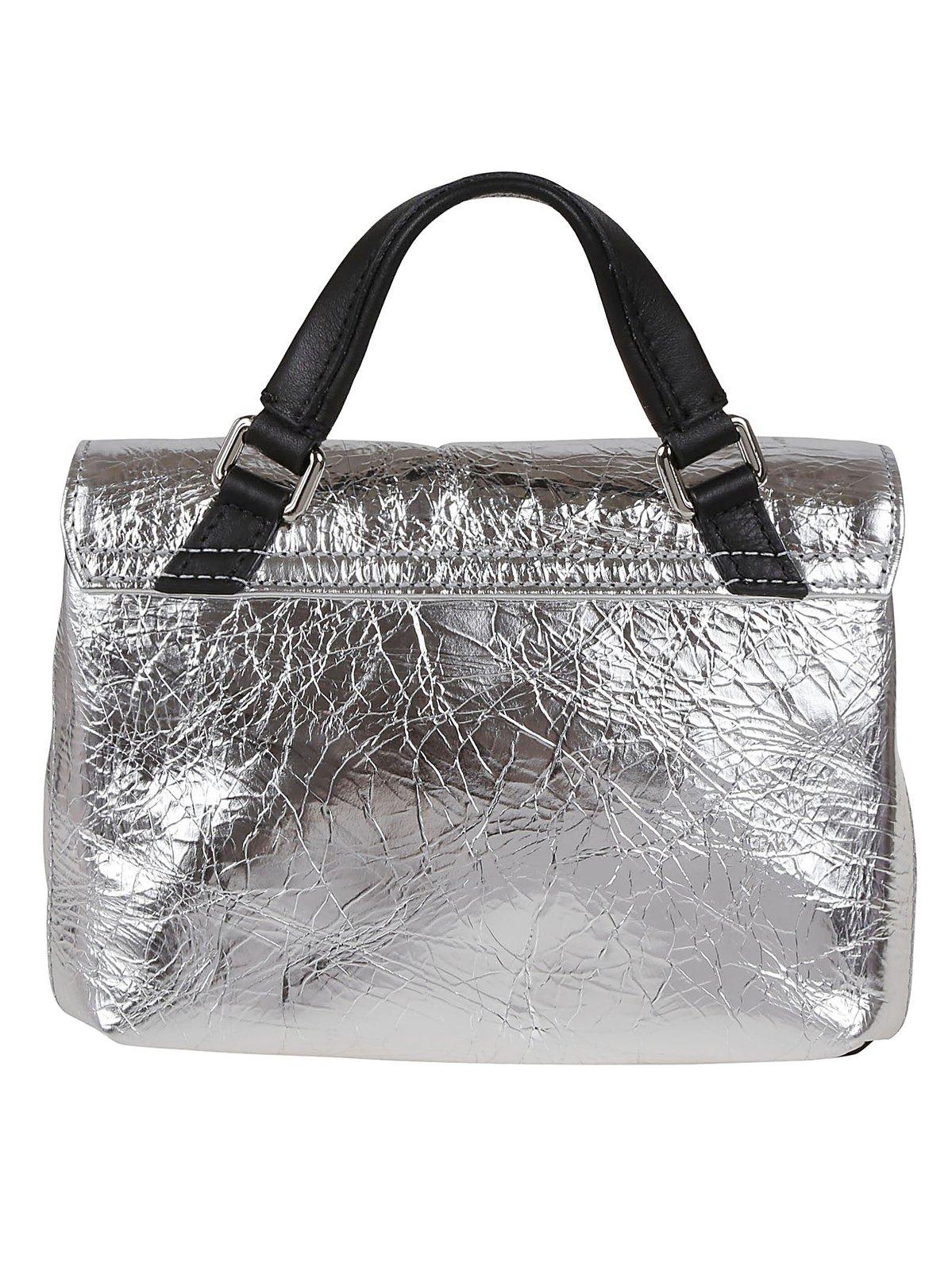 Shop Zanellato Foldover Top Shoulder Bag In Grey Argento